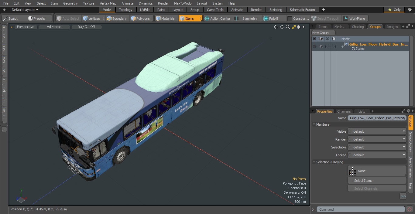 3D Gillig Low Floor Hybrid Bus Intercity Blue Simple Interior model