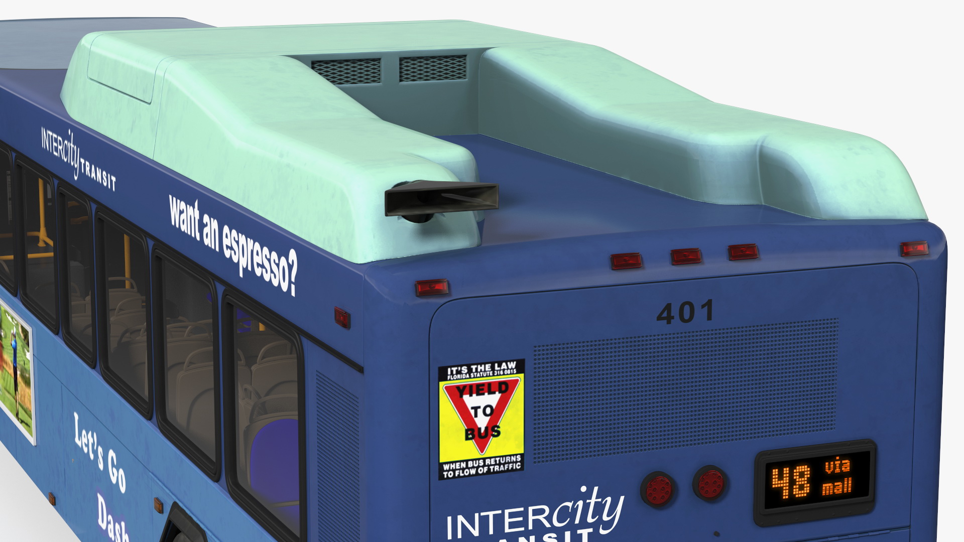 3D Gillig Low Floor Hybrid Bus Intercity Blue Simple Interior model
