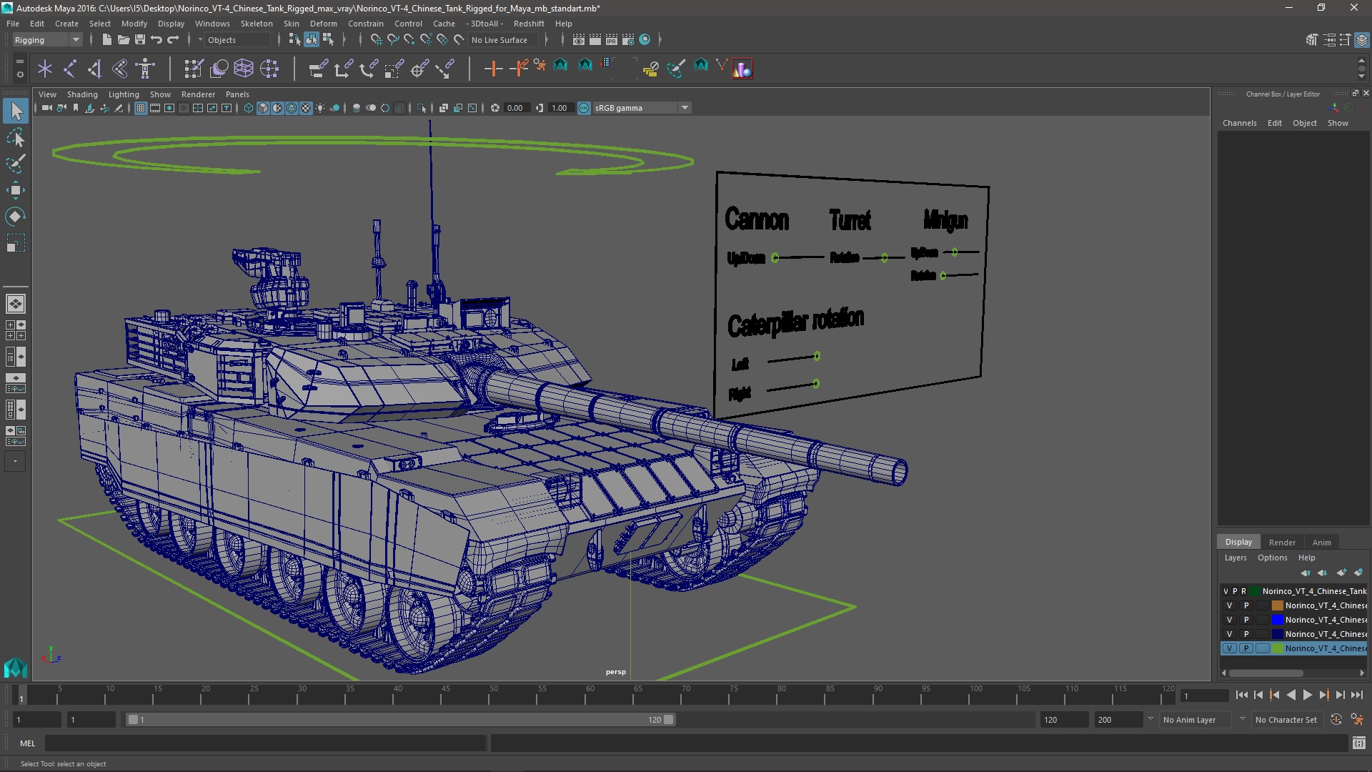 3D Norinco VT-4 Chinese Tank Rigged for Maya