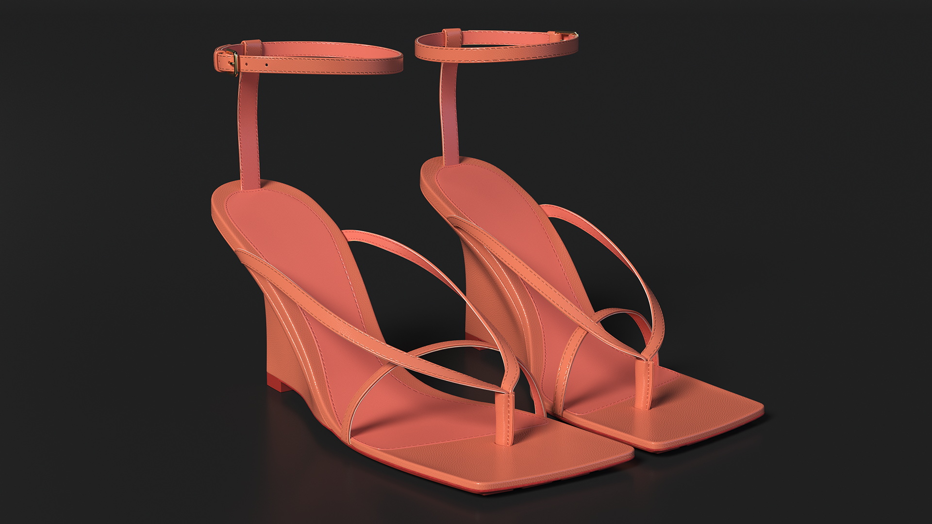 Women Stretch Wedge Sandals Pink 3D