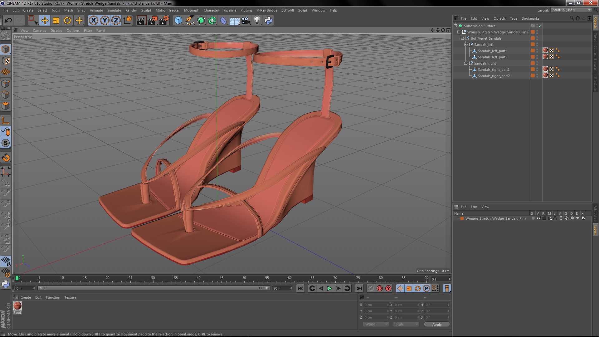 Women Stretch Wedge Sandals Pink 3D