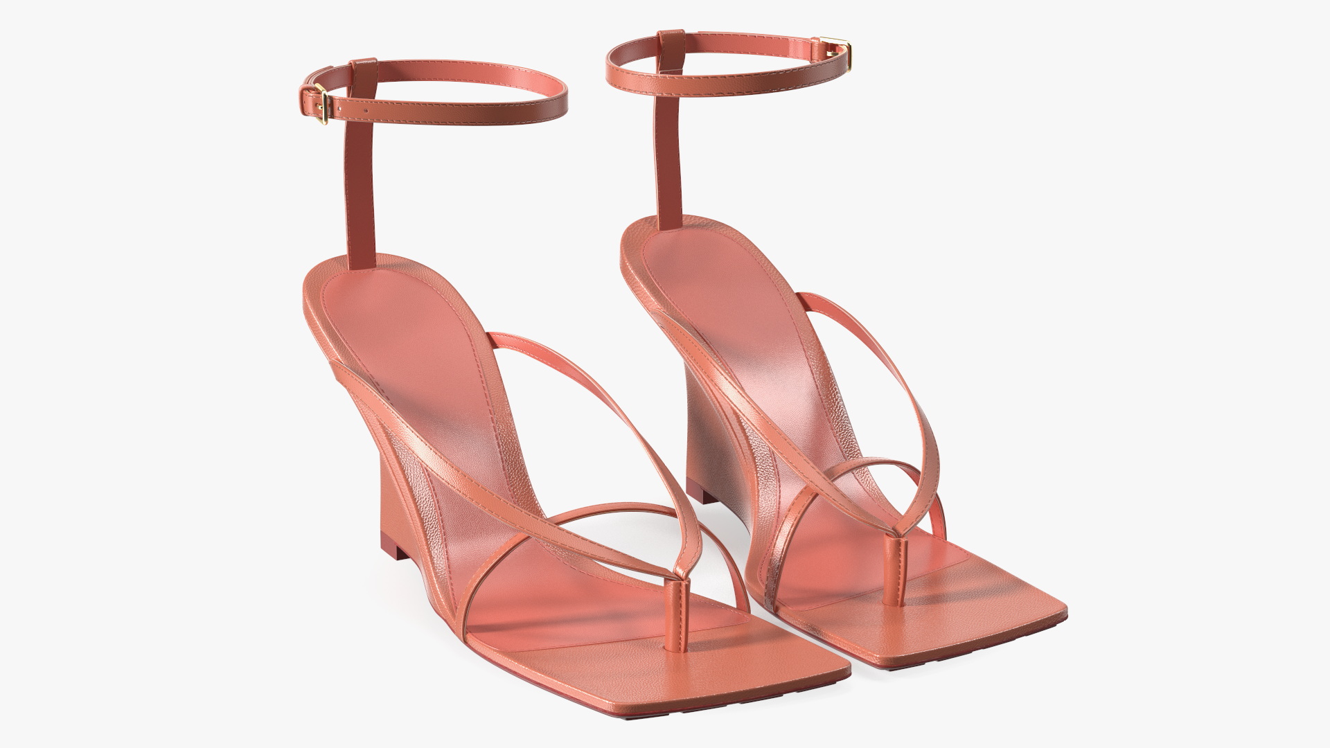 Women Stretch Wedge Sandals Pink 3D