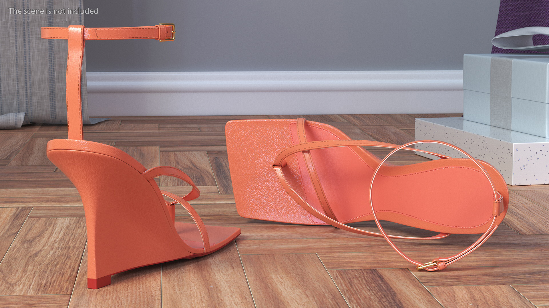 Women Stretch Wedge Sandals Pink 3D