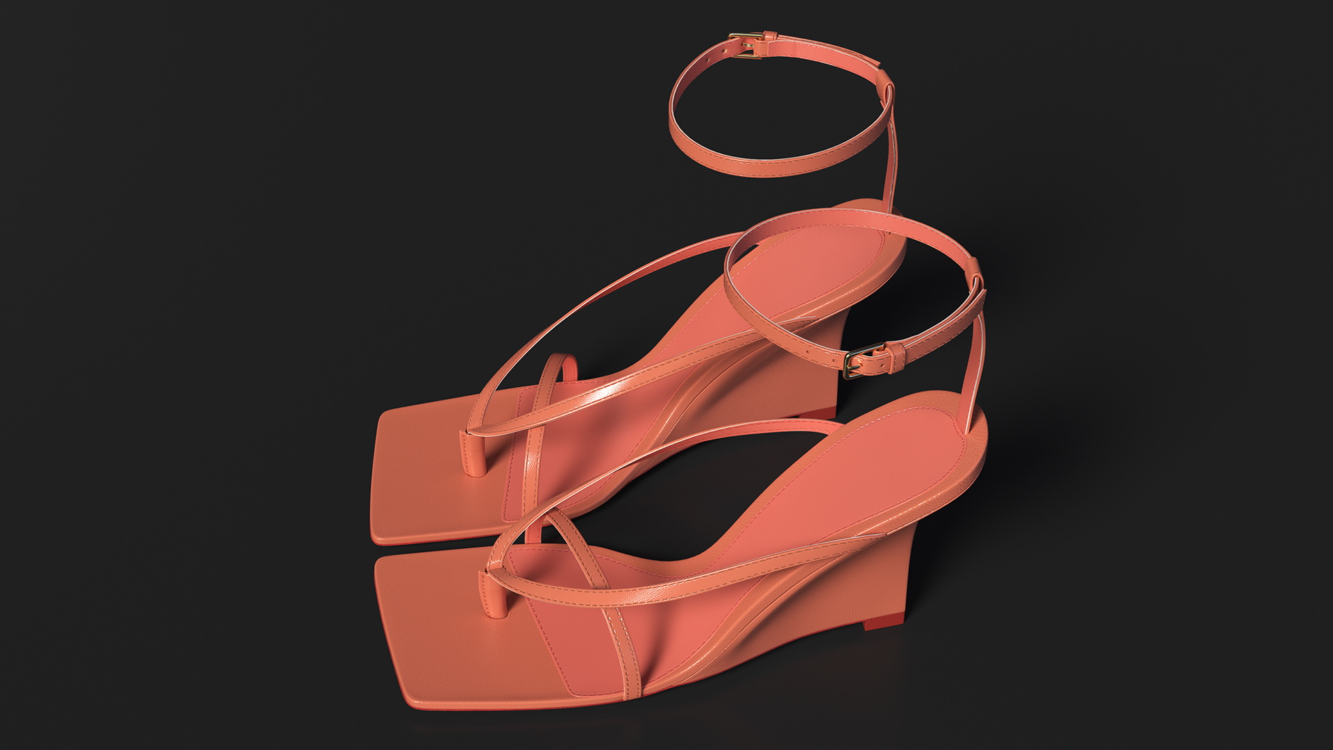 Women Stretch Wedge Sandals Pink 3D