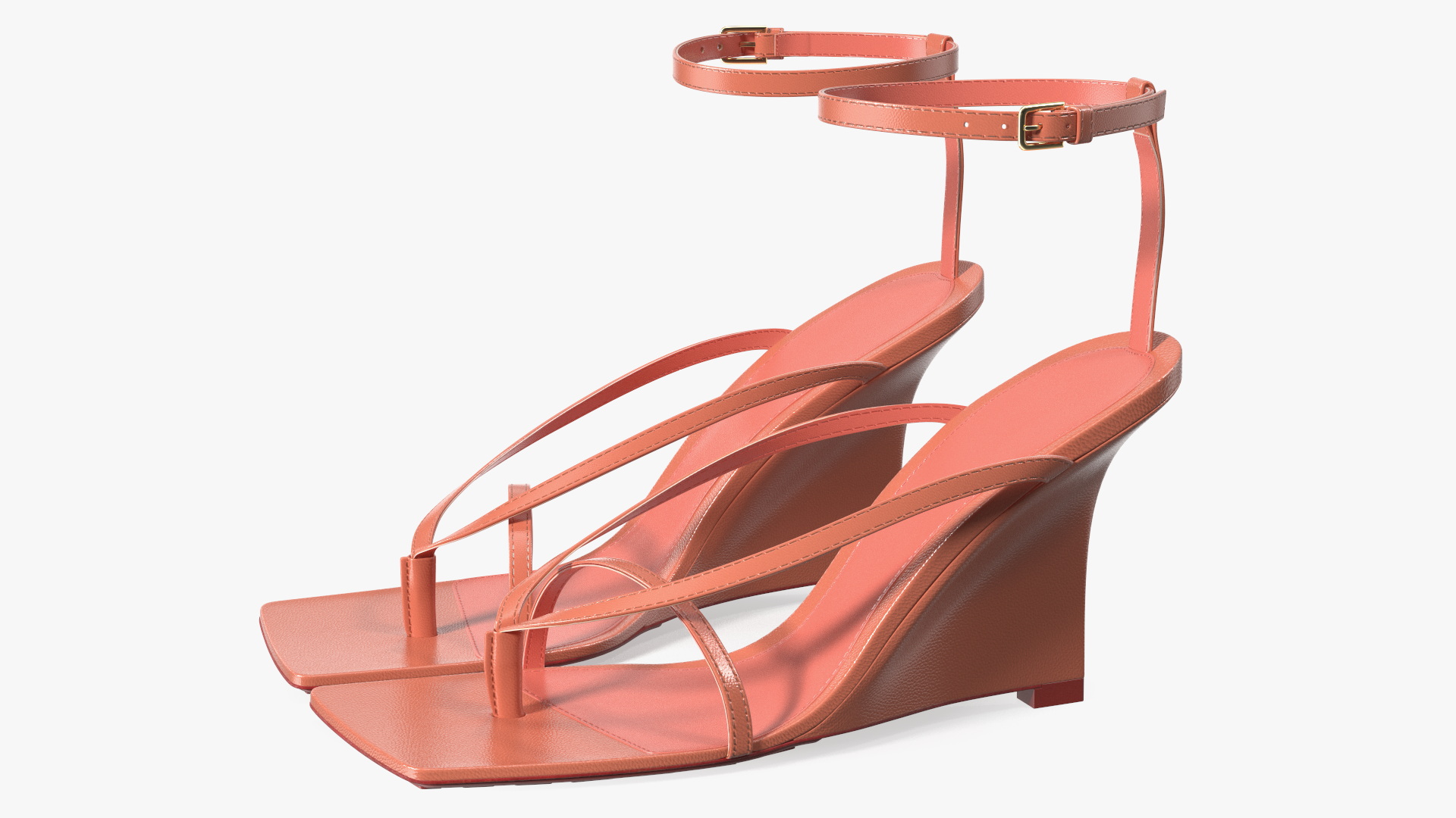 Women Stretch Wedge Sandals Pink 3D