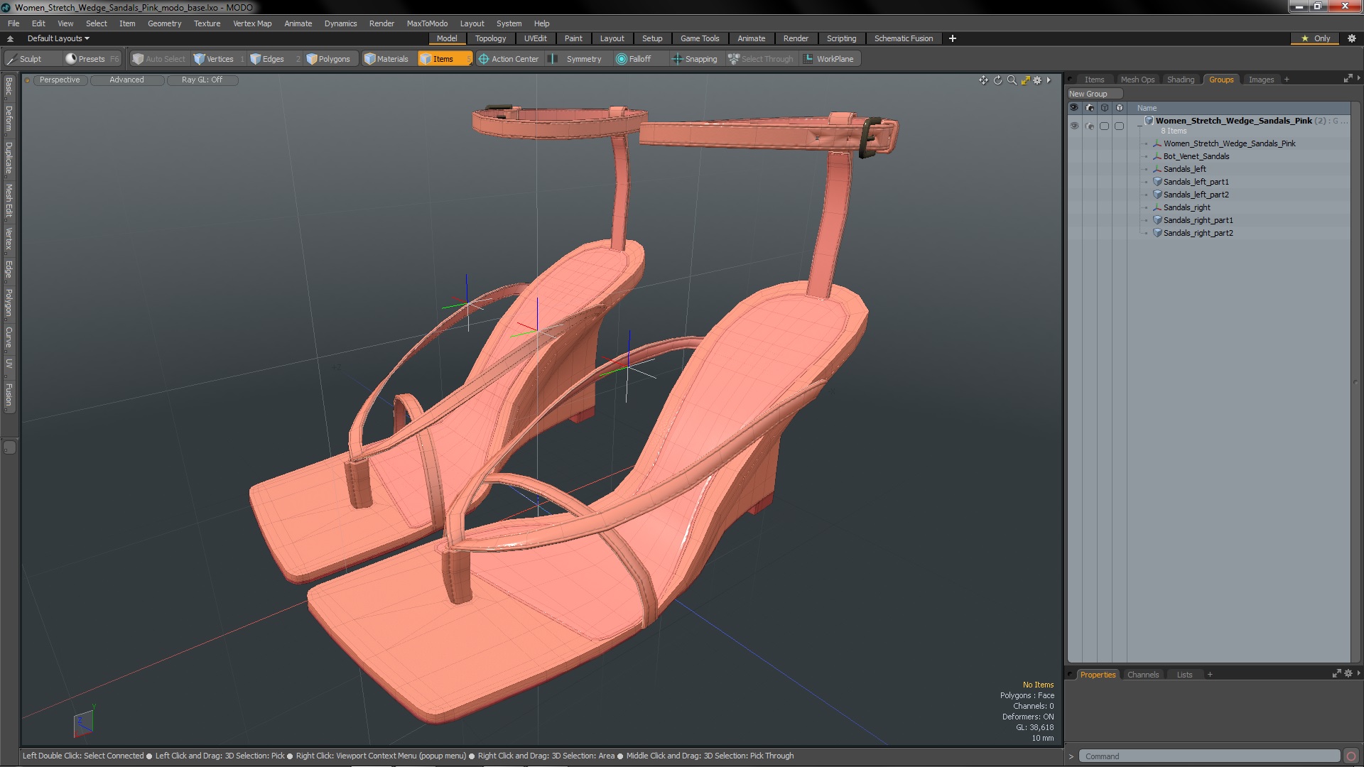 Women Stretch Wedge Sandals Pink 3D