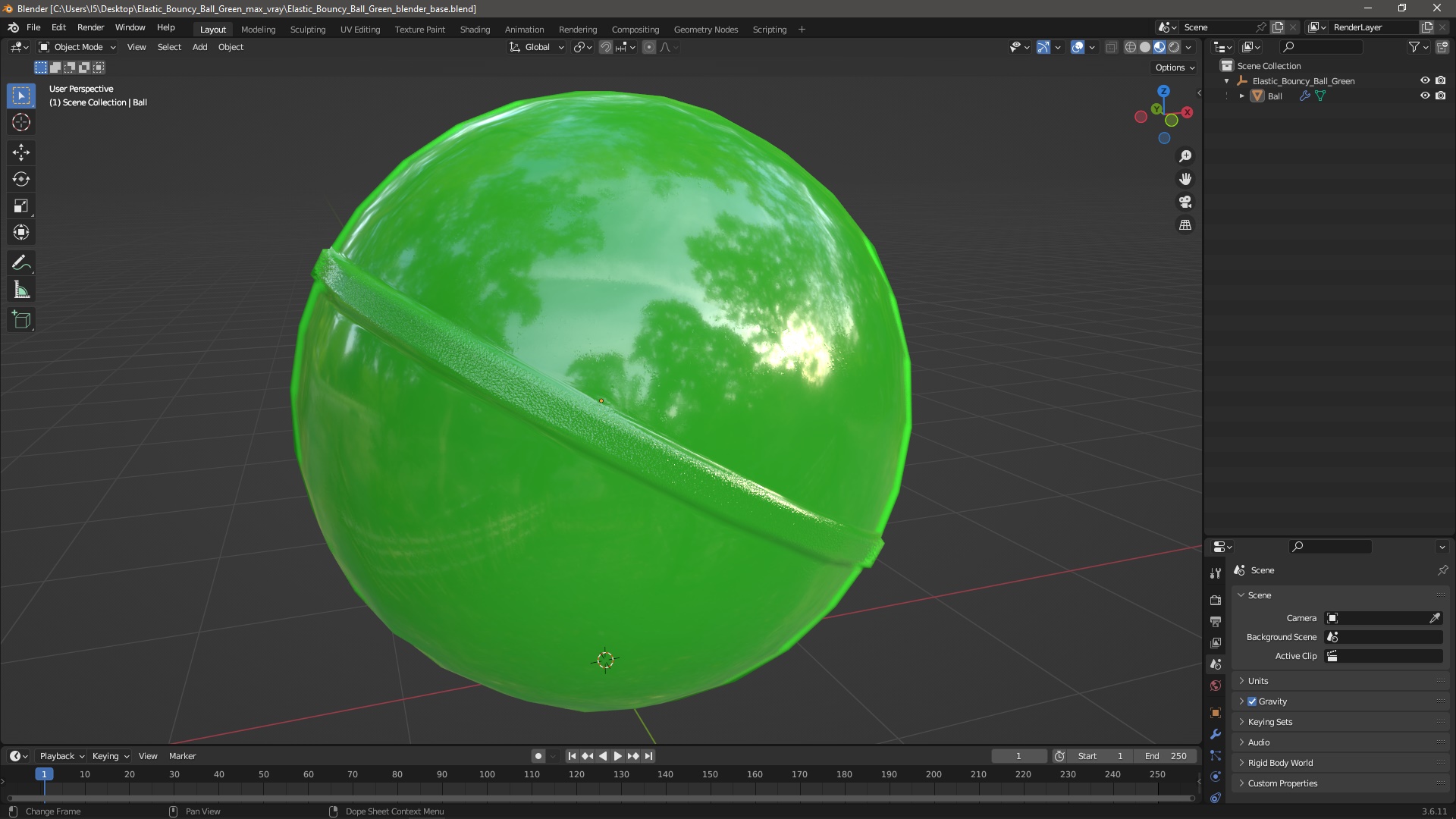 3D model Elastic Bouncy Ball Green
