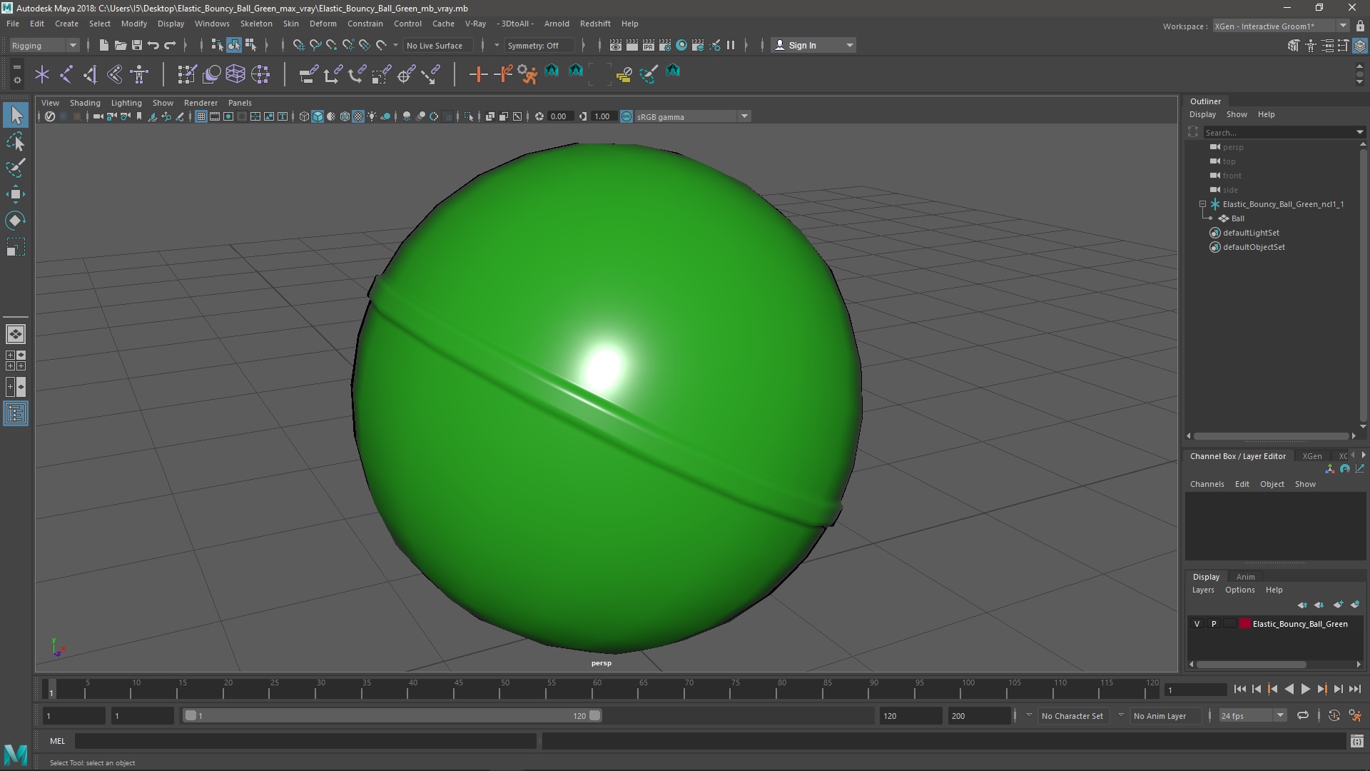 3D model Elastic Bouncy Ball Green
