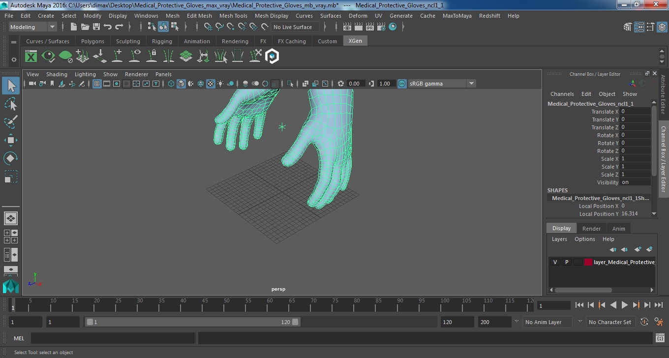 3D model Medical Protective Gloves