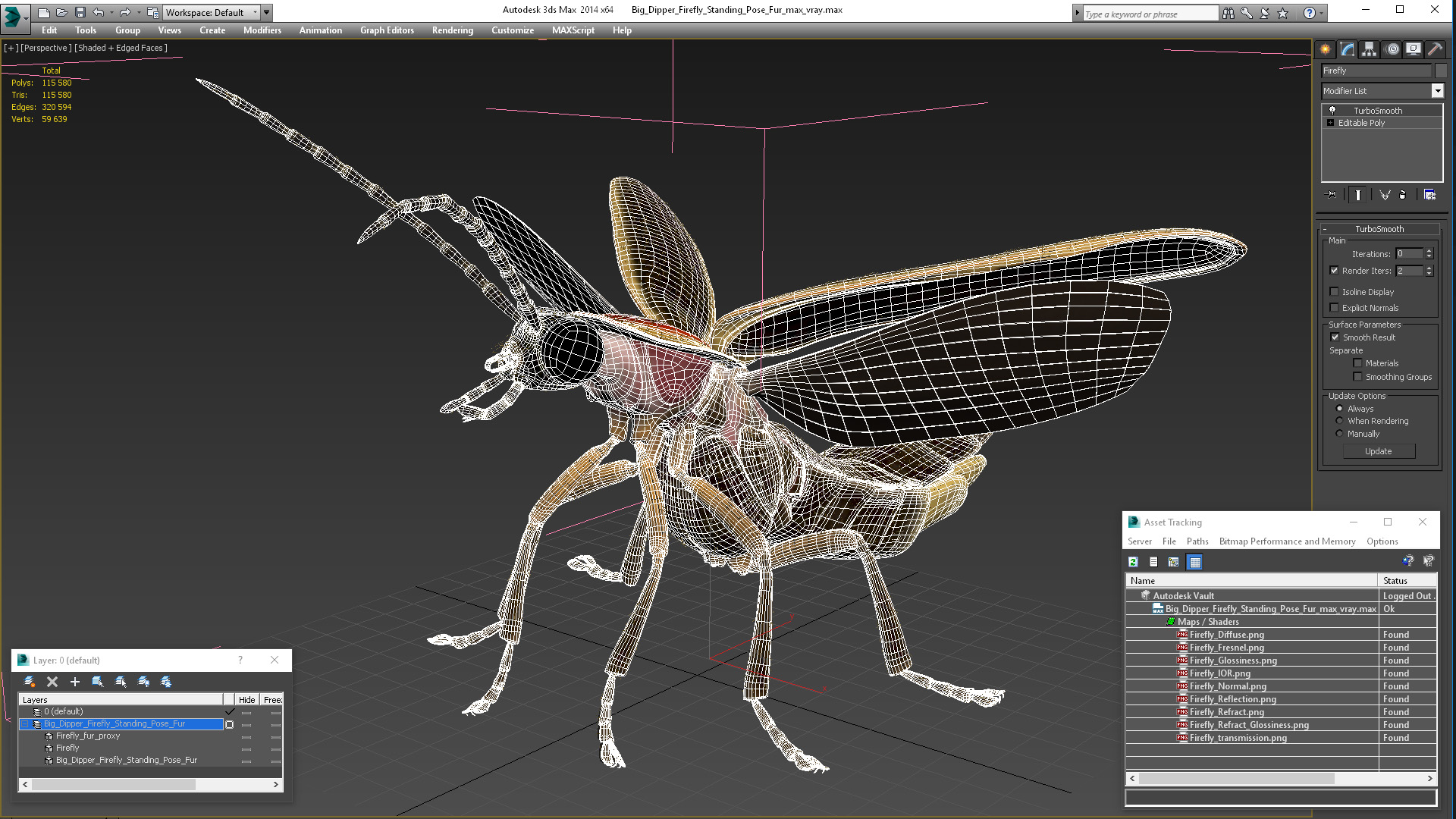 3D Big Dipper Firefly Standing Pose Fur