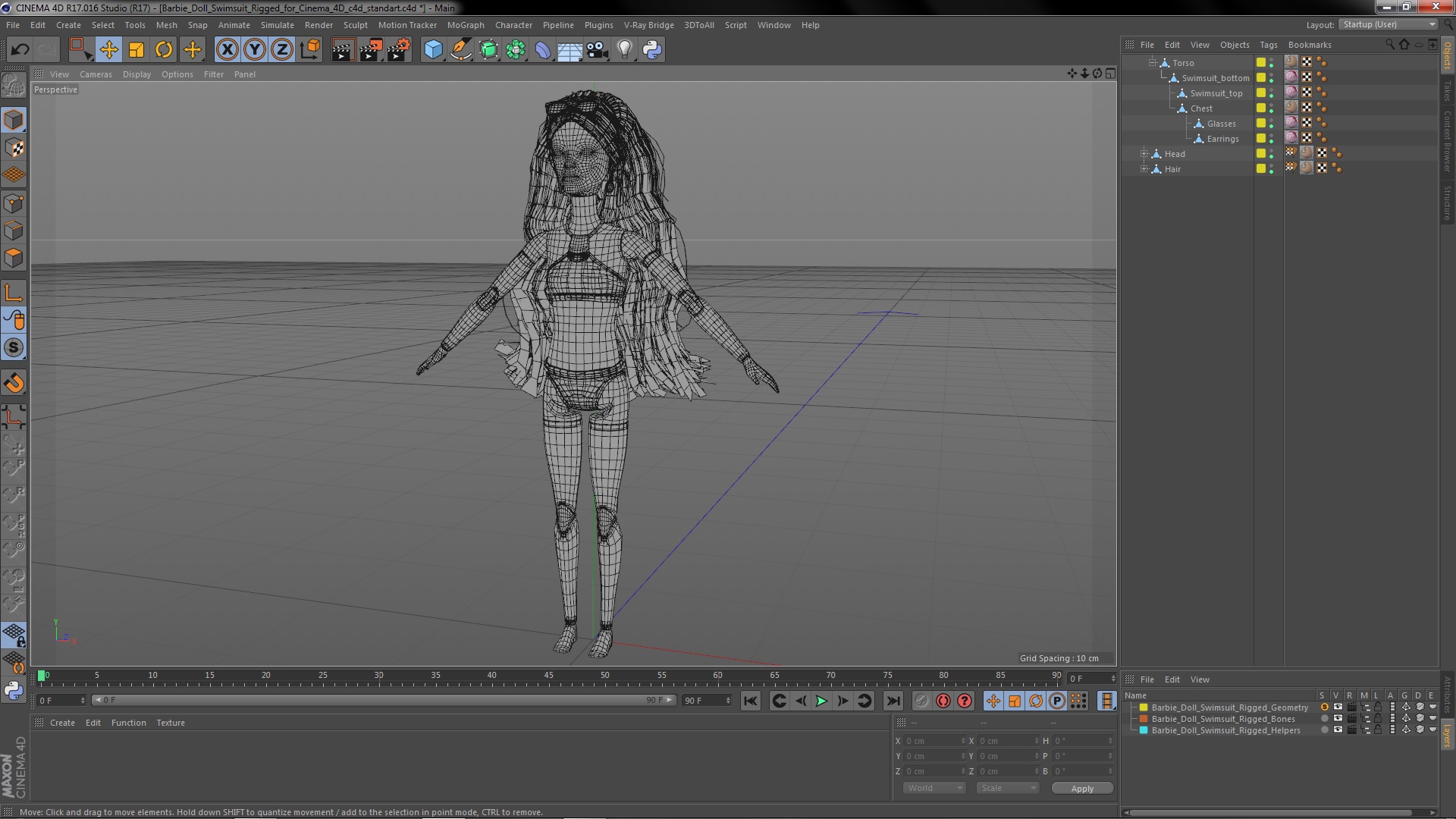 3D Barbie Doll Swimsuit Rigged for Cinema 4D