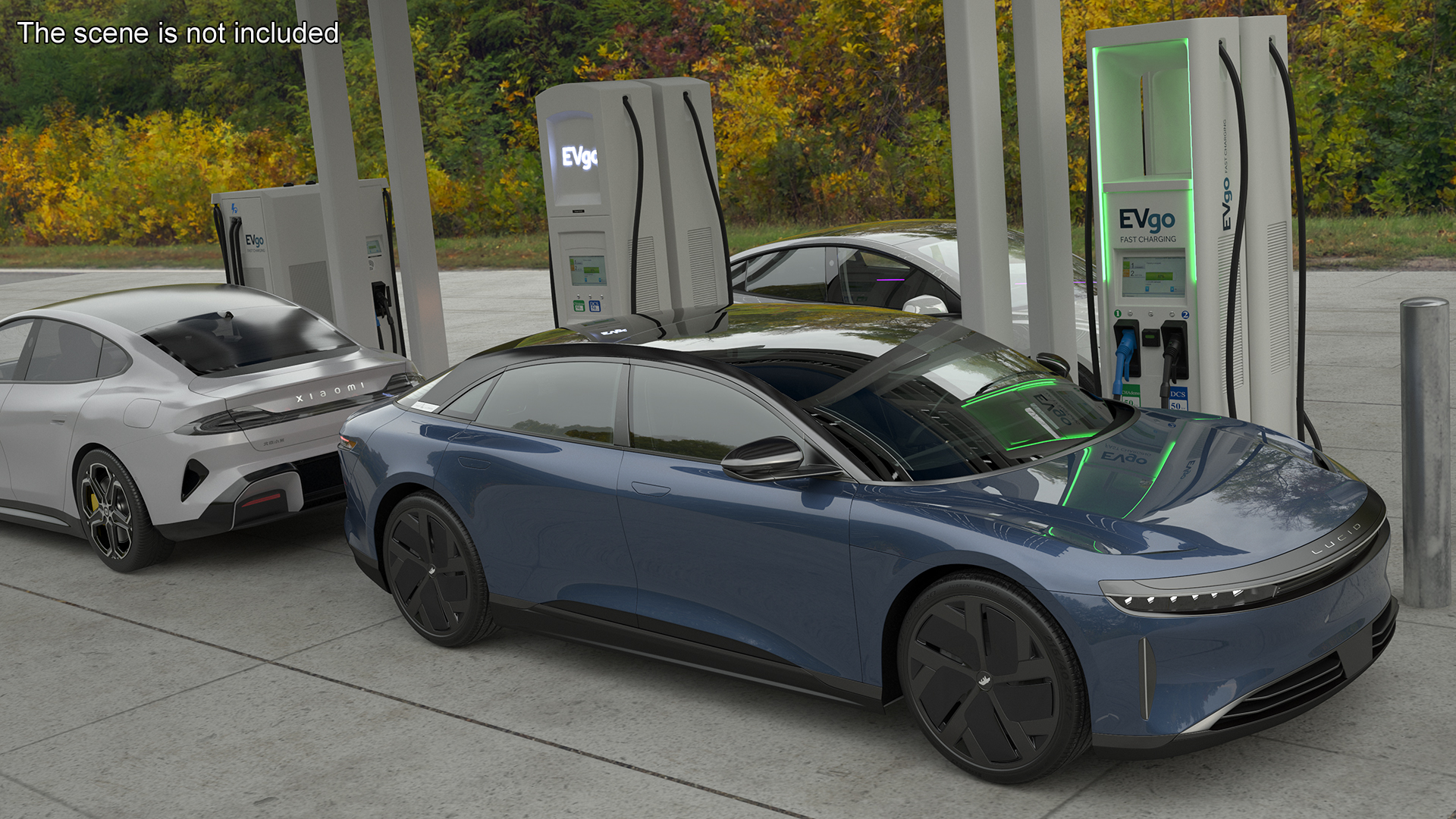 Charging Station and Electric Cars 3D model