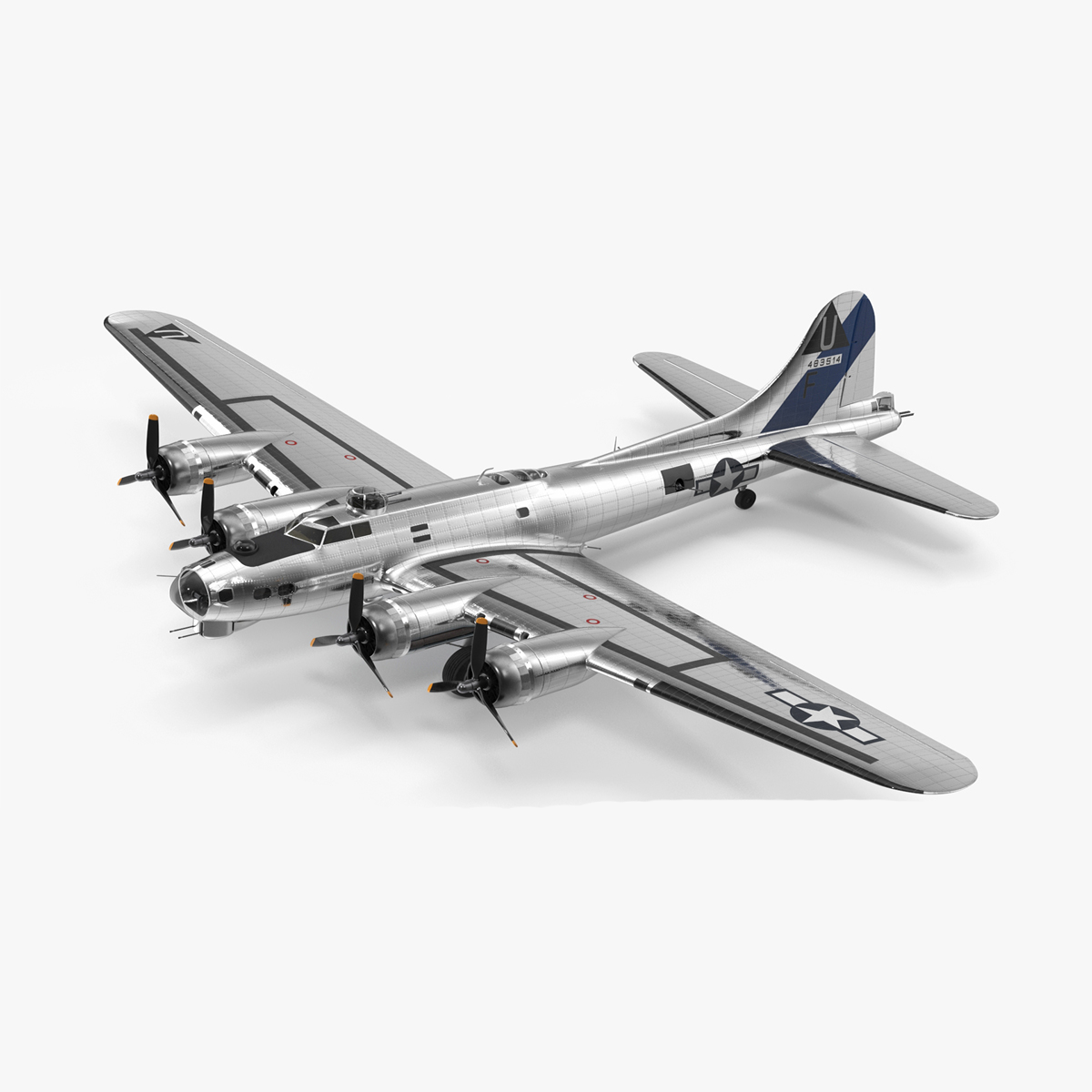 3D Boeing B-17 Propeller Aircraft Bomber Rigged for Maya model