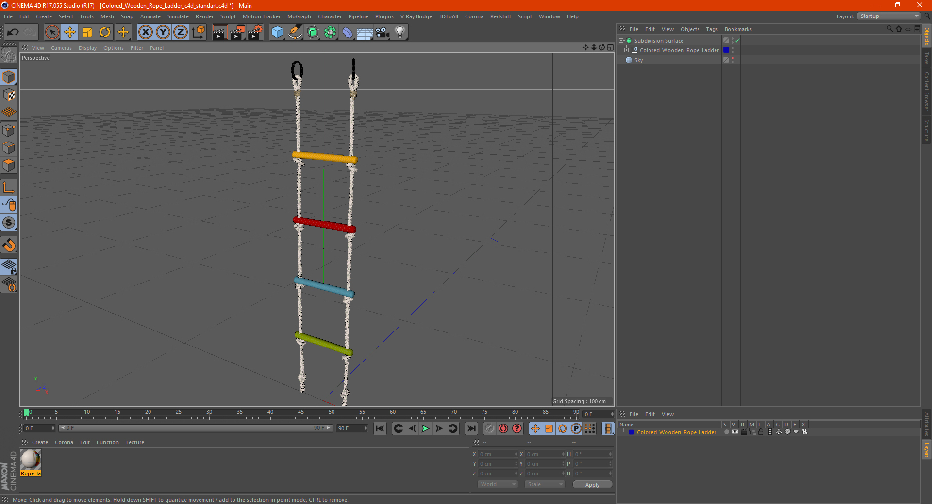 3D Colored Wooden Rope Ladder