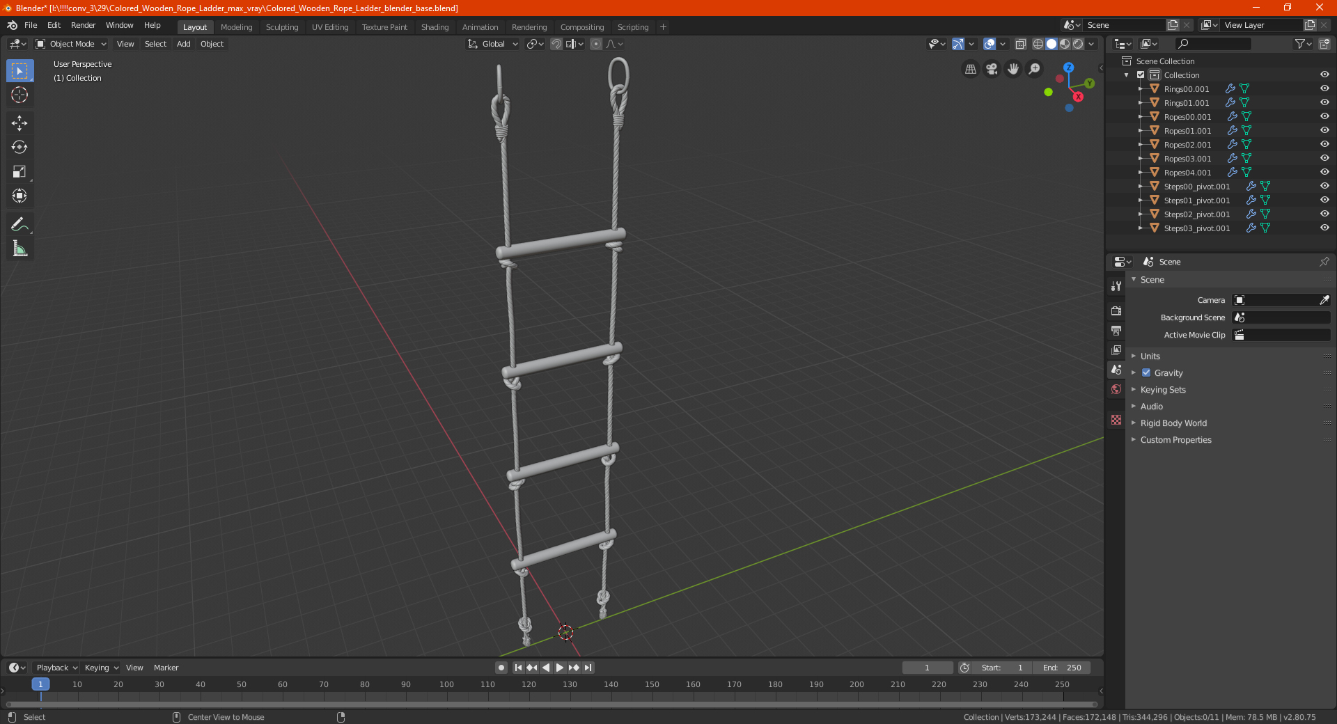 3D Colored Wooden Rope Ladder