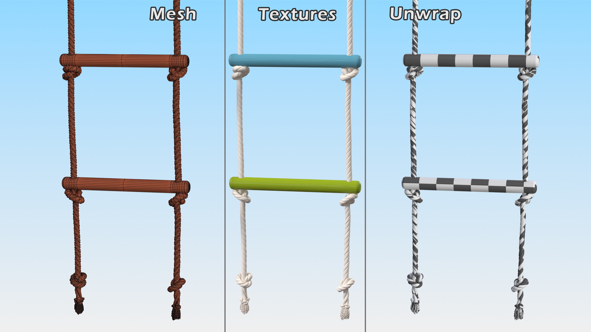 3D Colored Wooden Rope Ladder