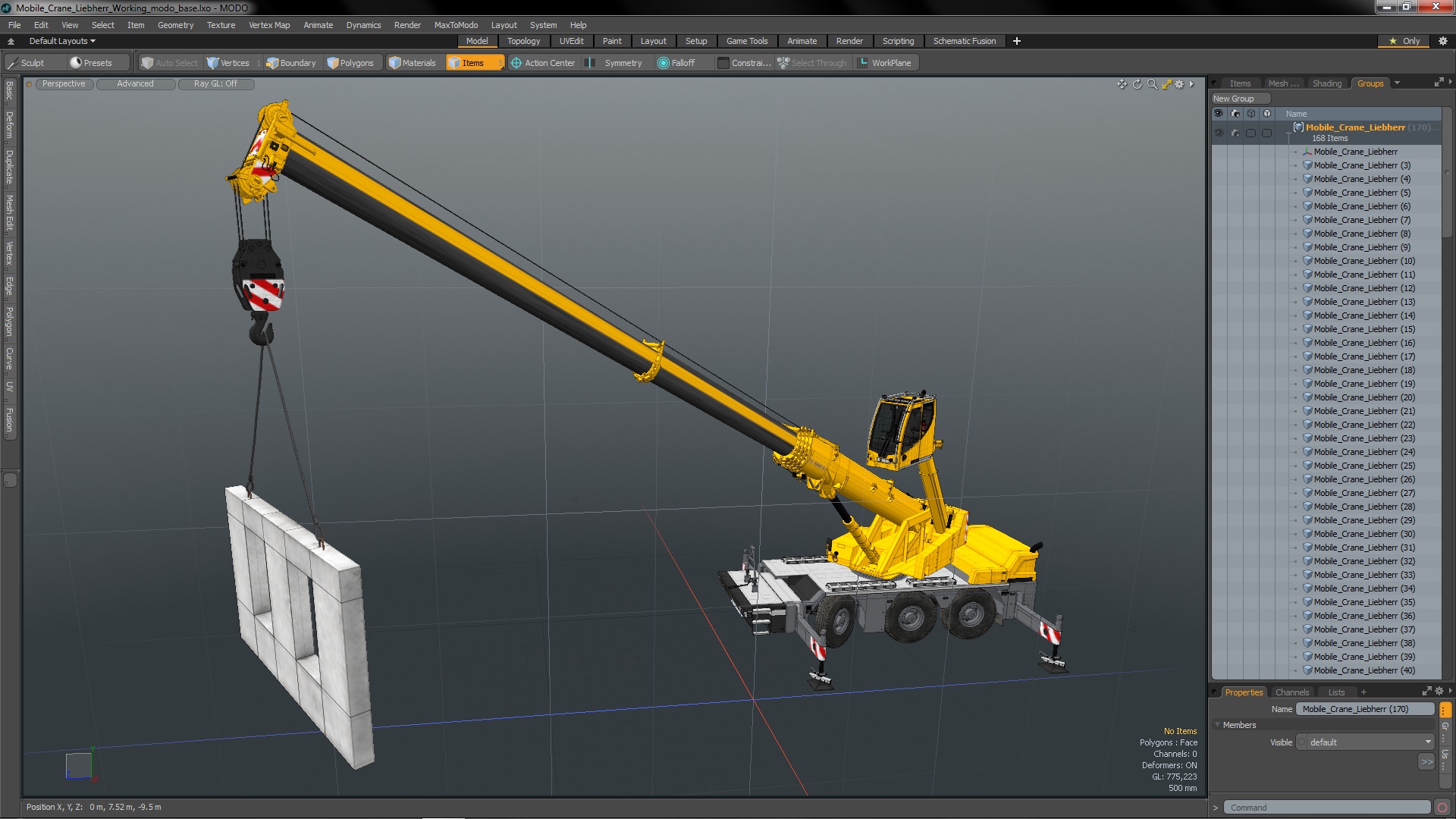 Mobile Crane Liebherr Working 3D model