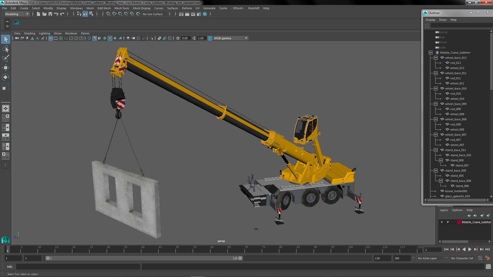 Mobile Crane Liebherr Working 3D model