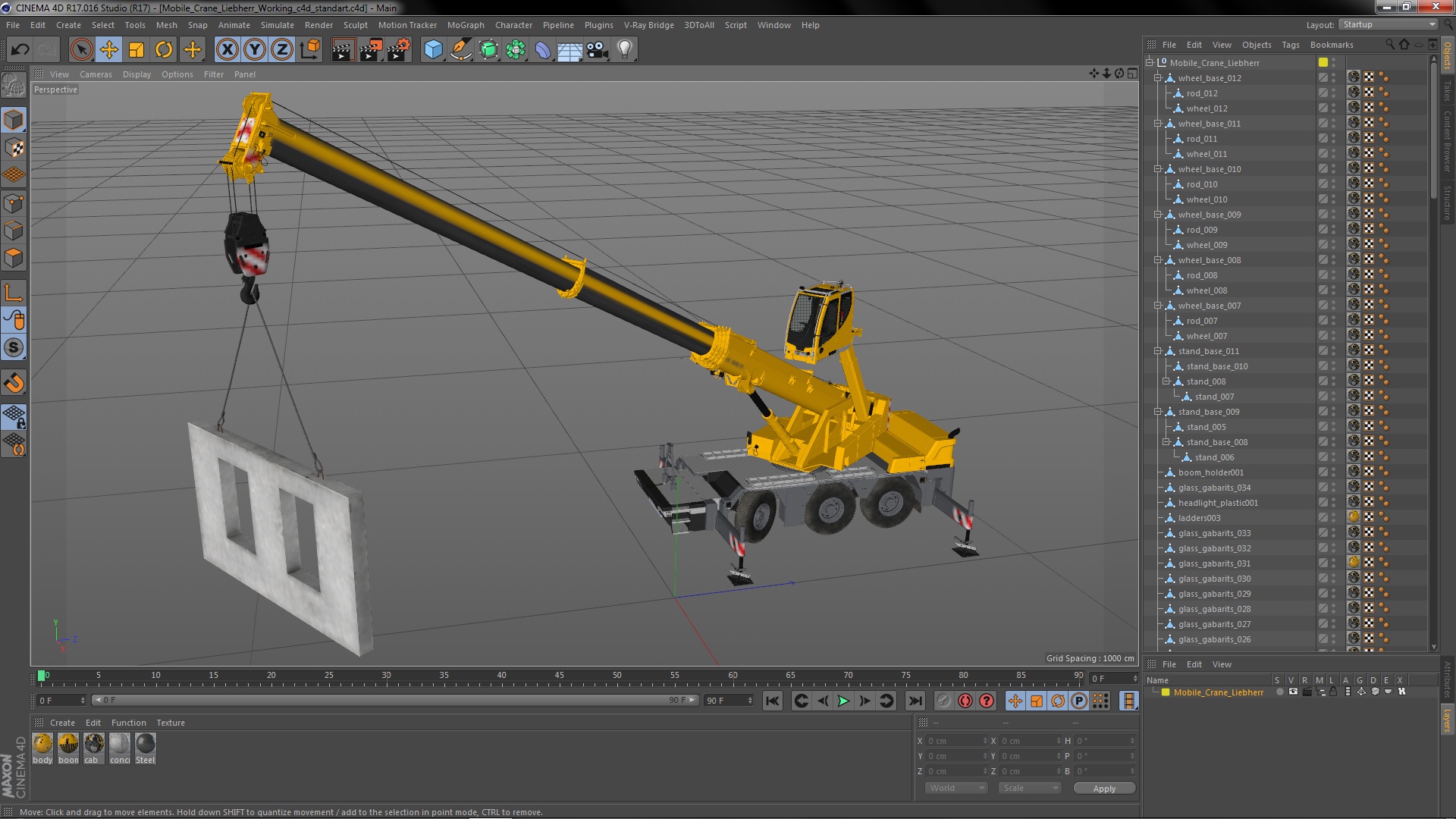 Mobile Crane Liebherr Working 3D model