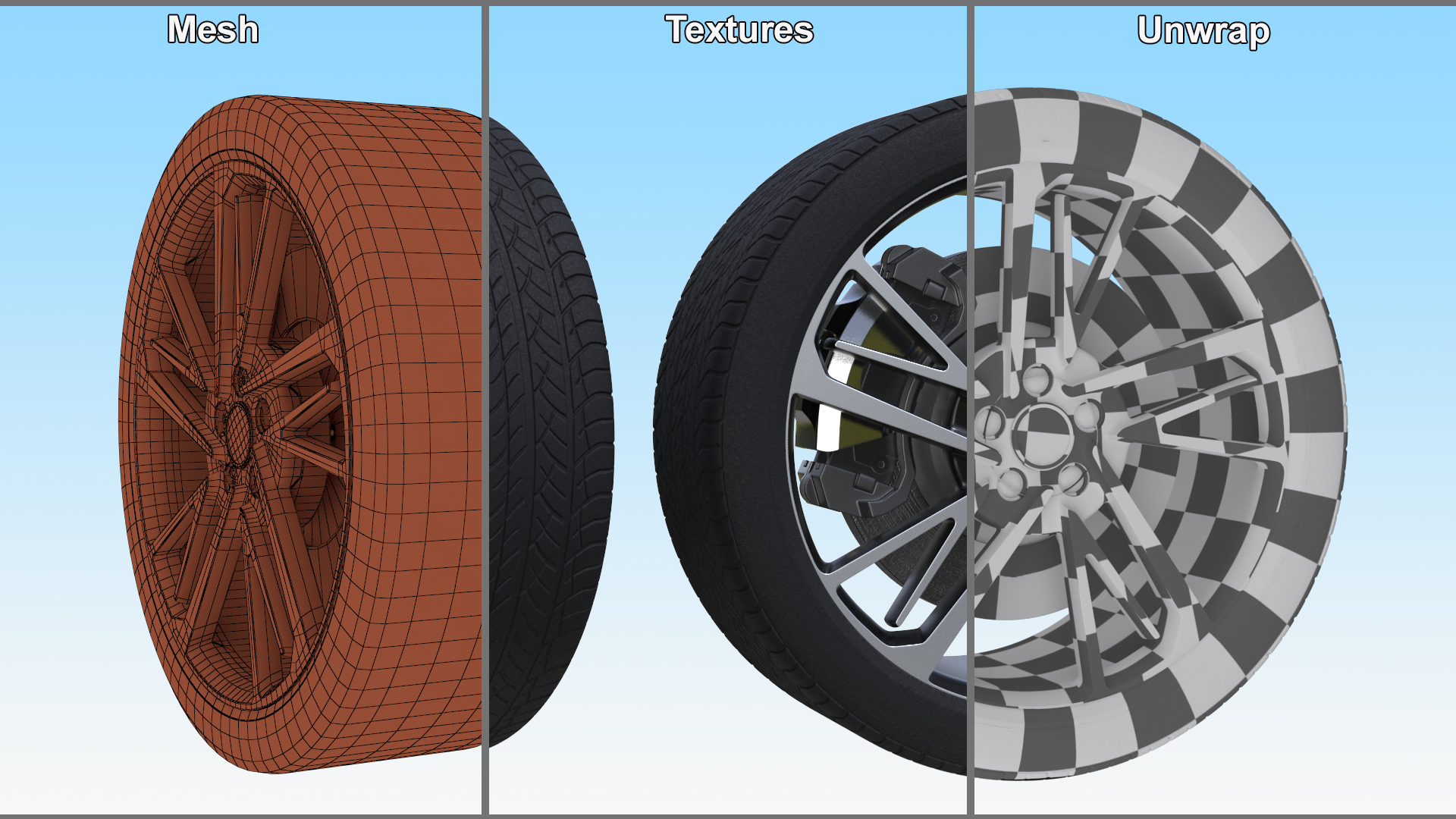 3D model Alloy Wheel with Tires for 3D Print
