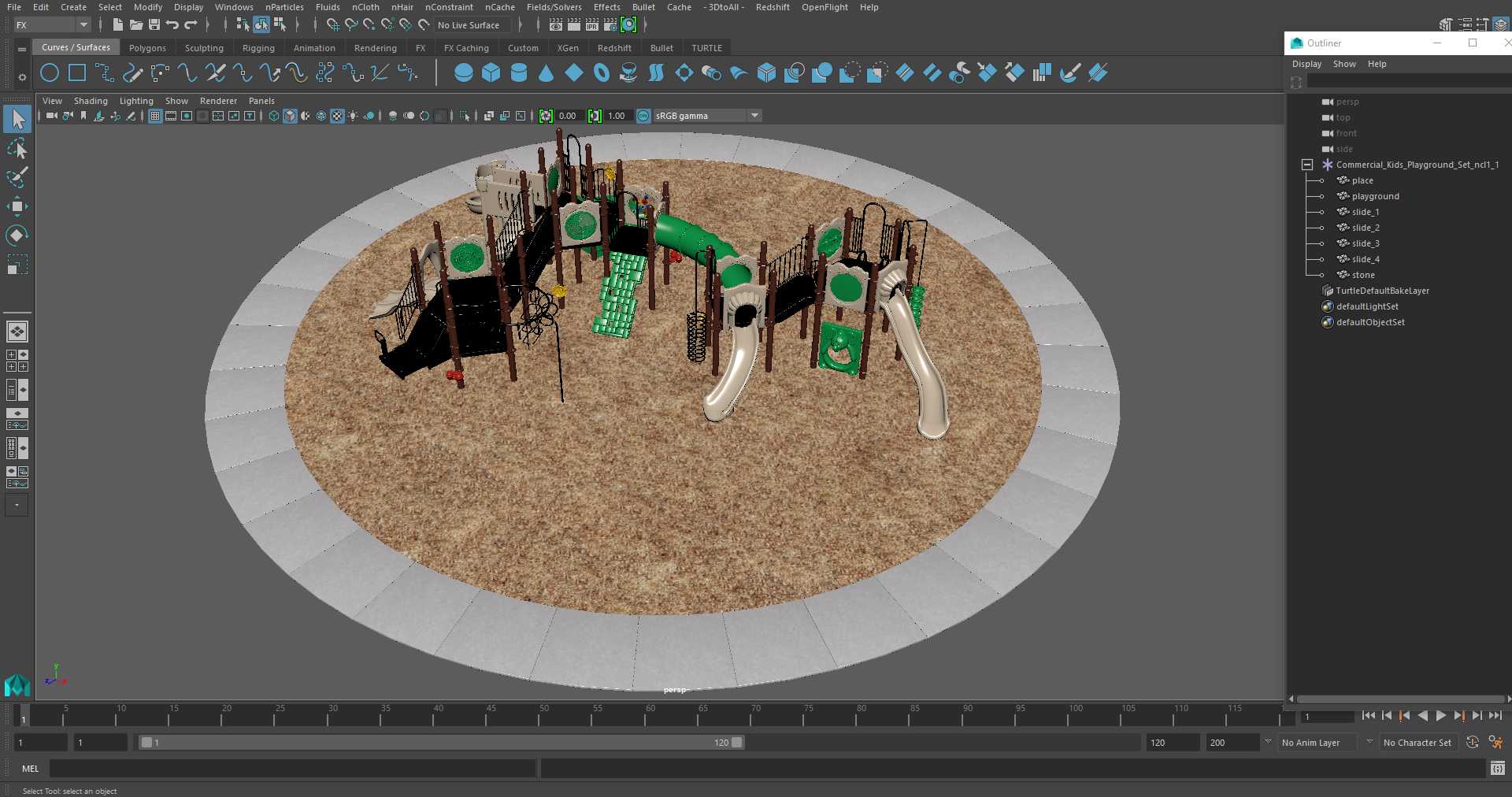 3D model Commercial Kids Playground Set