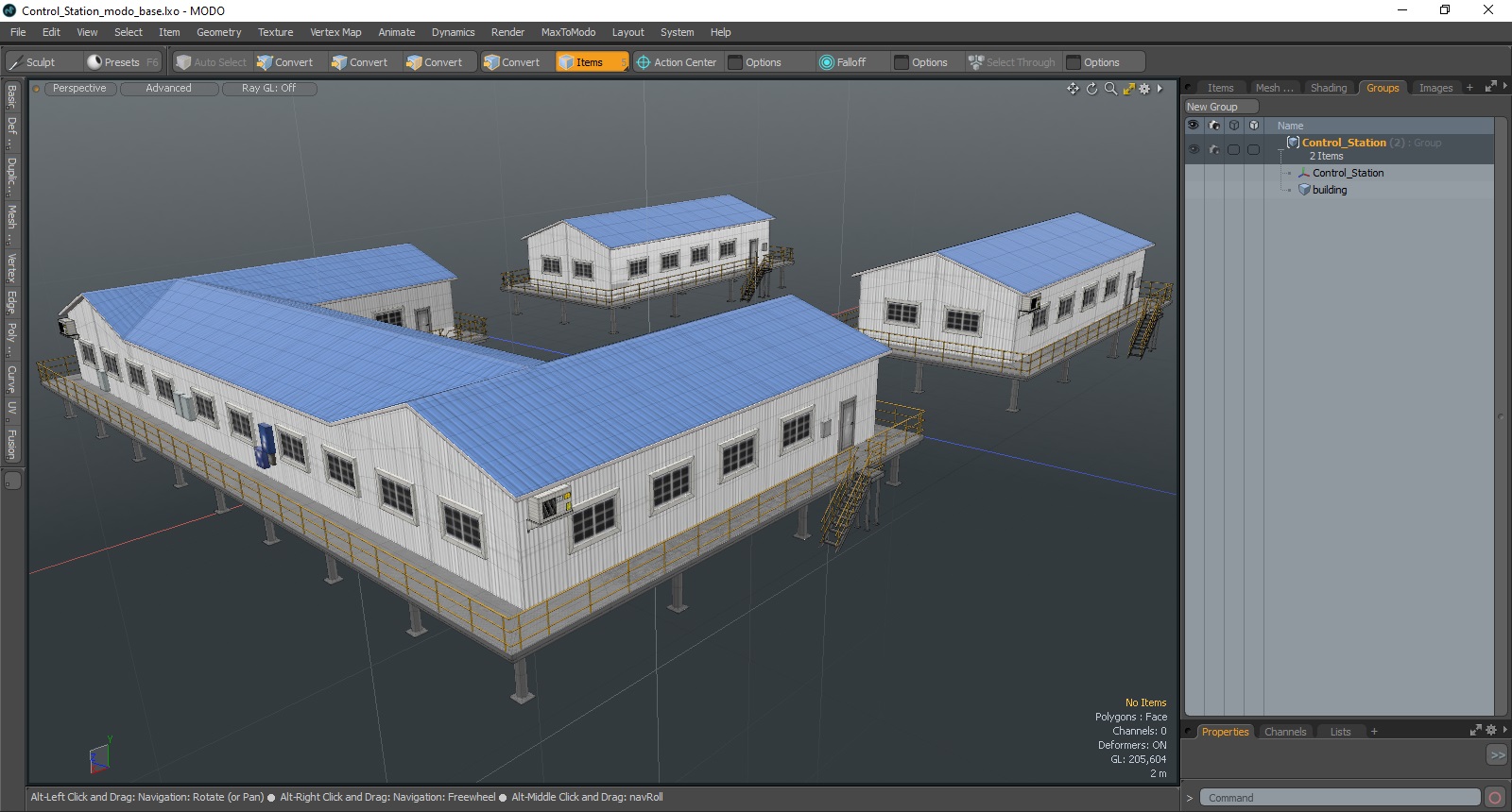 Oil Refinery Control Station Building 3D