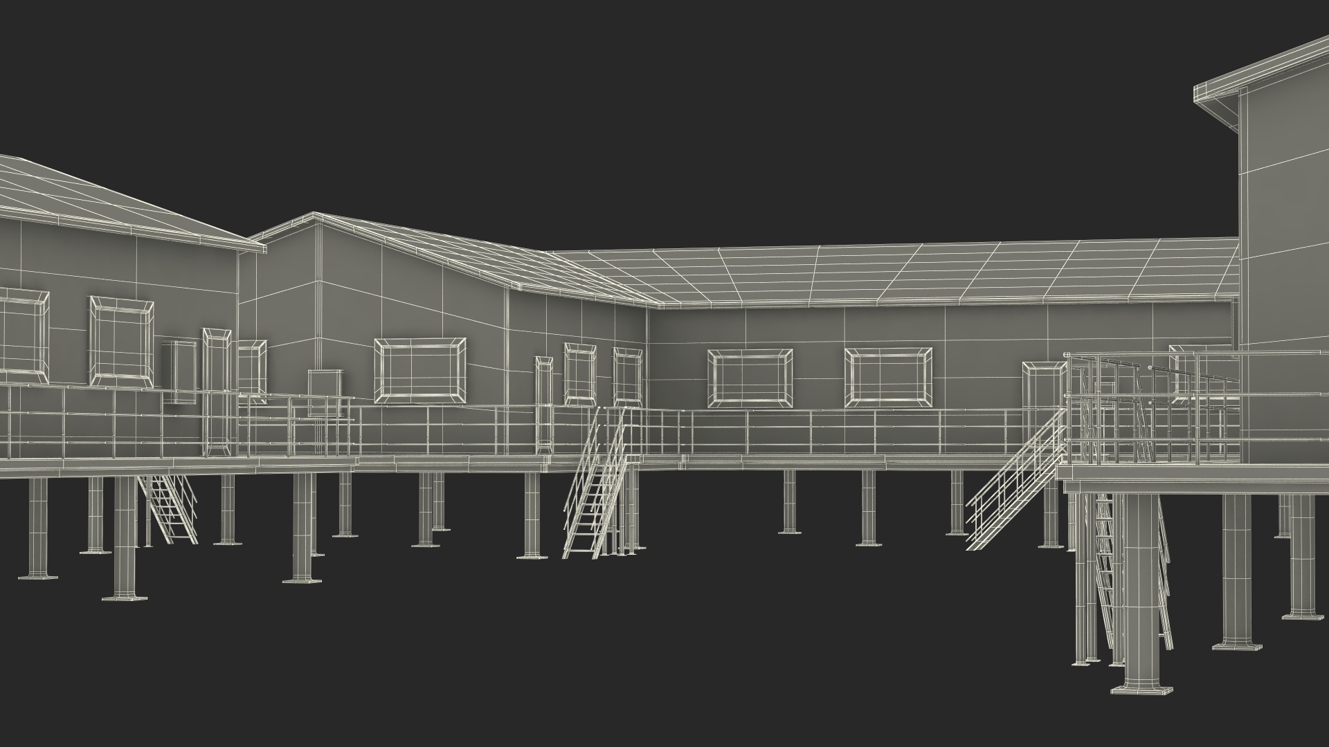 Oil Refinery Control Station Building 3D