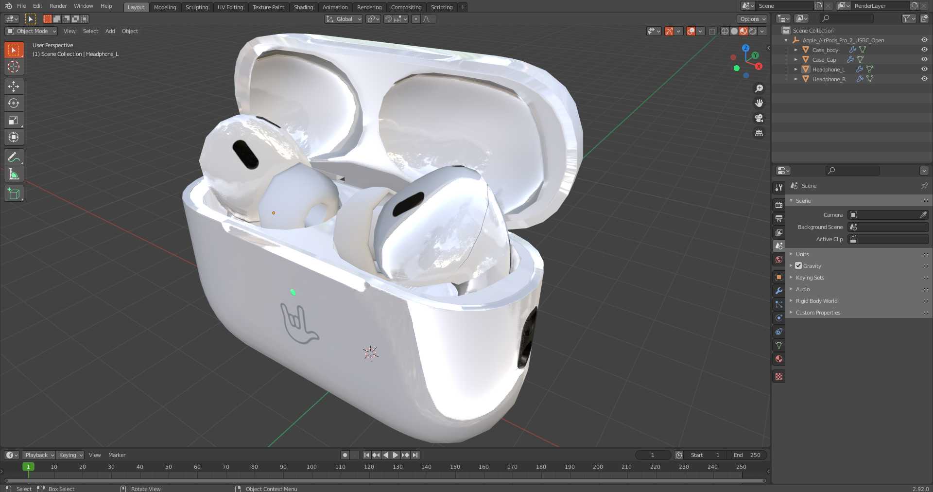 3D model Apple AirPods Pro 2 USB-C Open