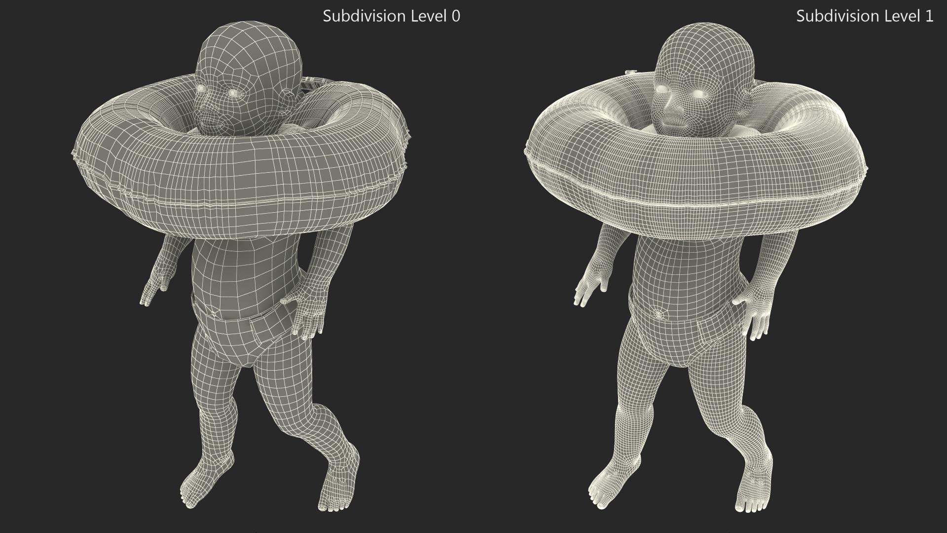 3D Baby Swimming with Neck Swim Ring model