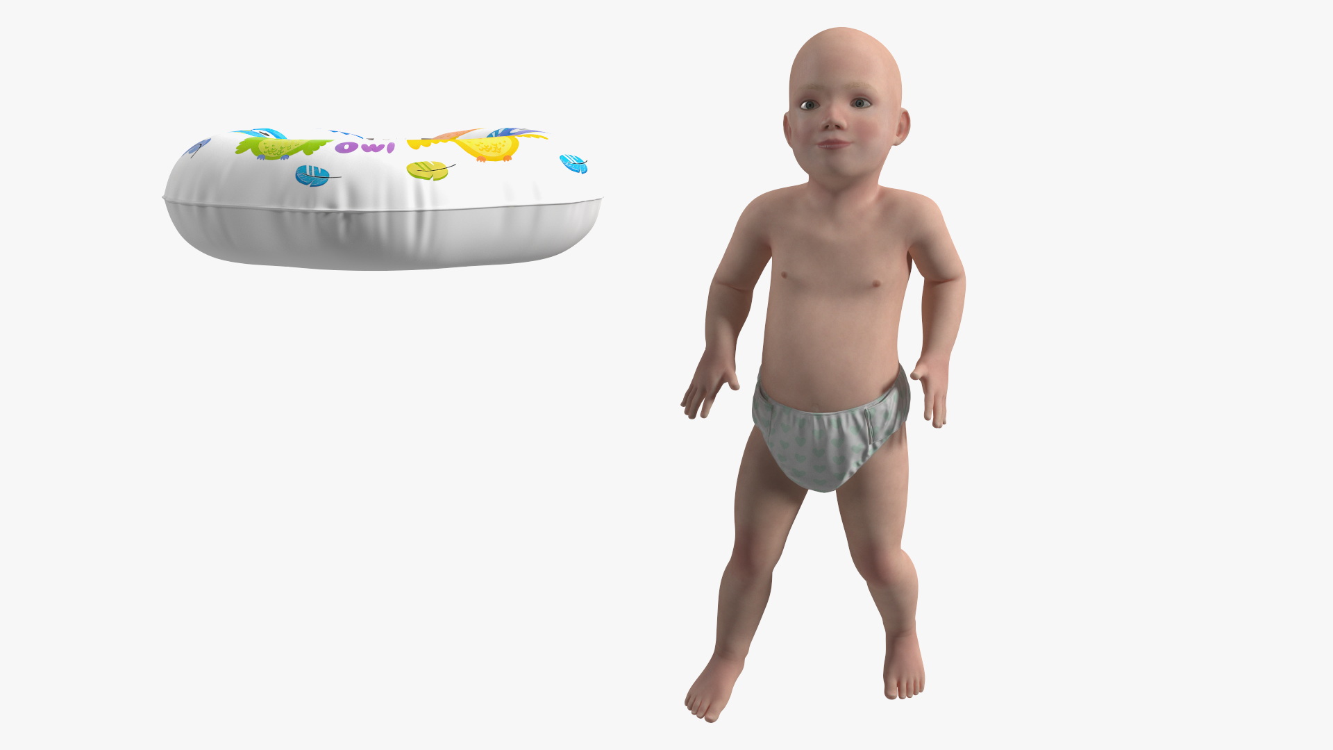 3D Baby Swimming with Neck Swim Ring model
