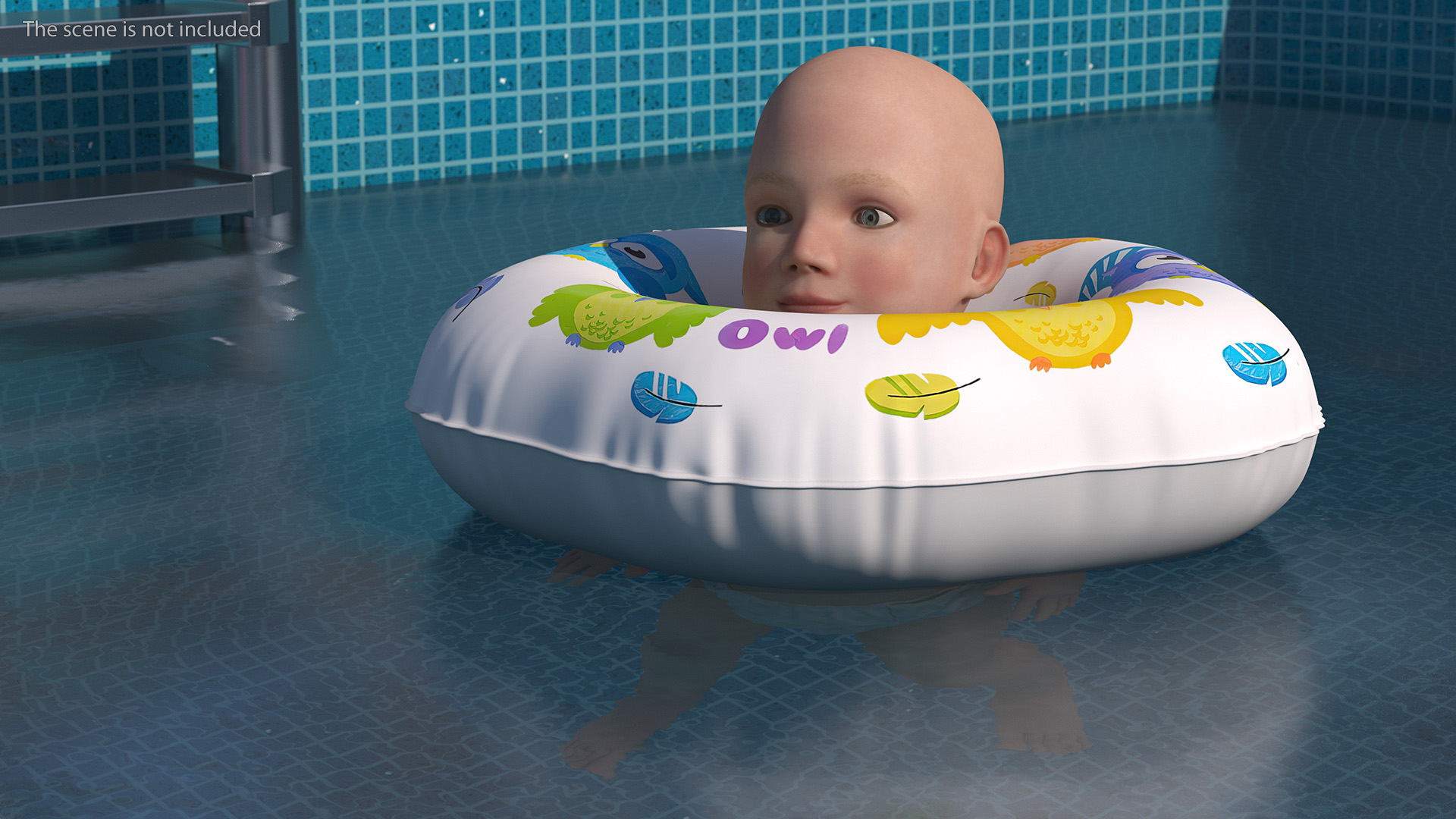 3D Baby Swimming with Neck Swim Ring model