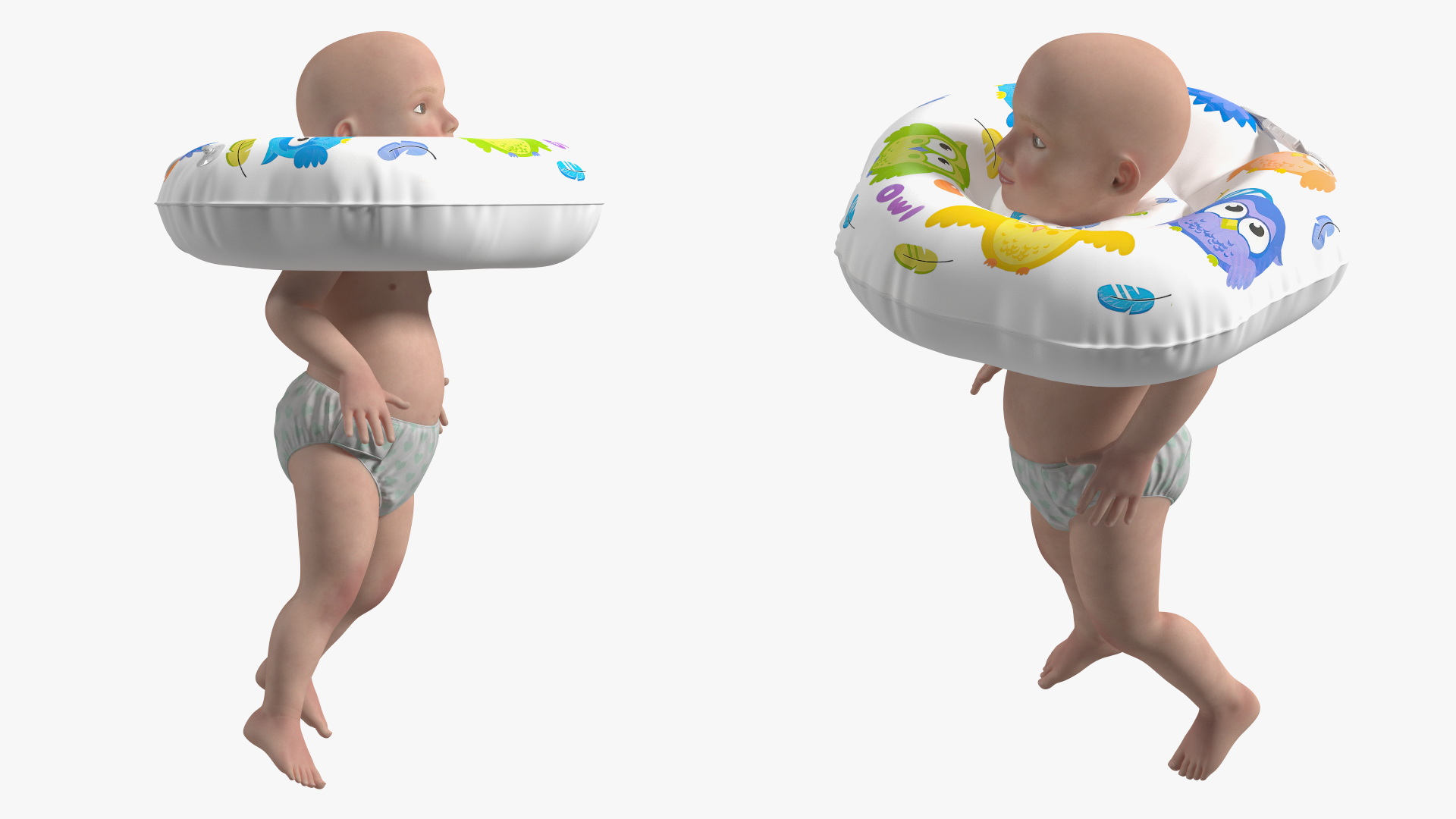 3D Baby Swimming with Neck Swim Ring model
