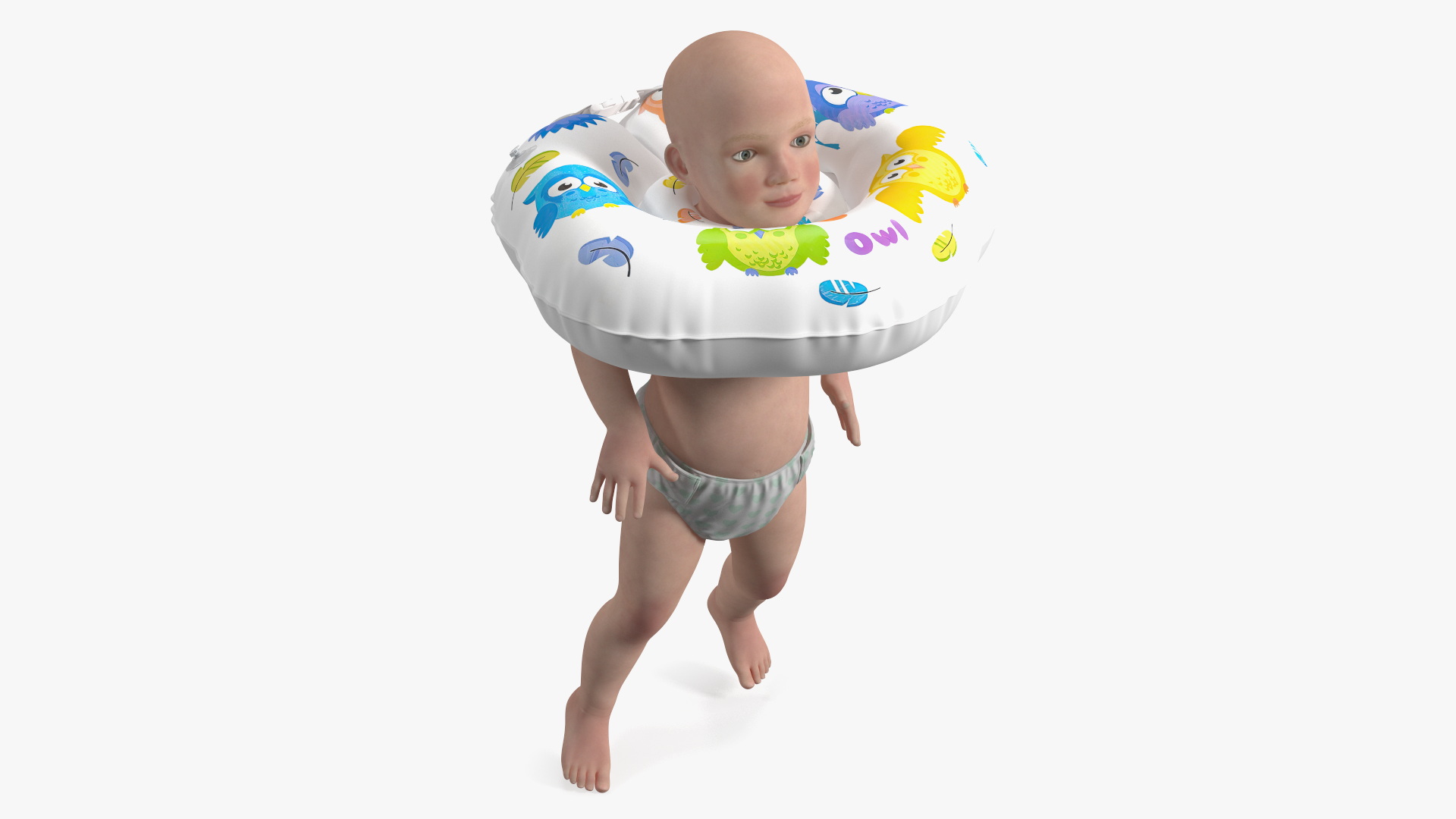 3D Baby Swimming with Neck Swim Ring model