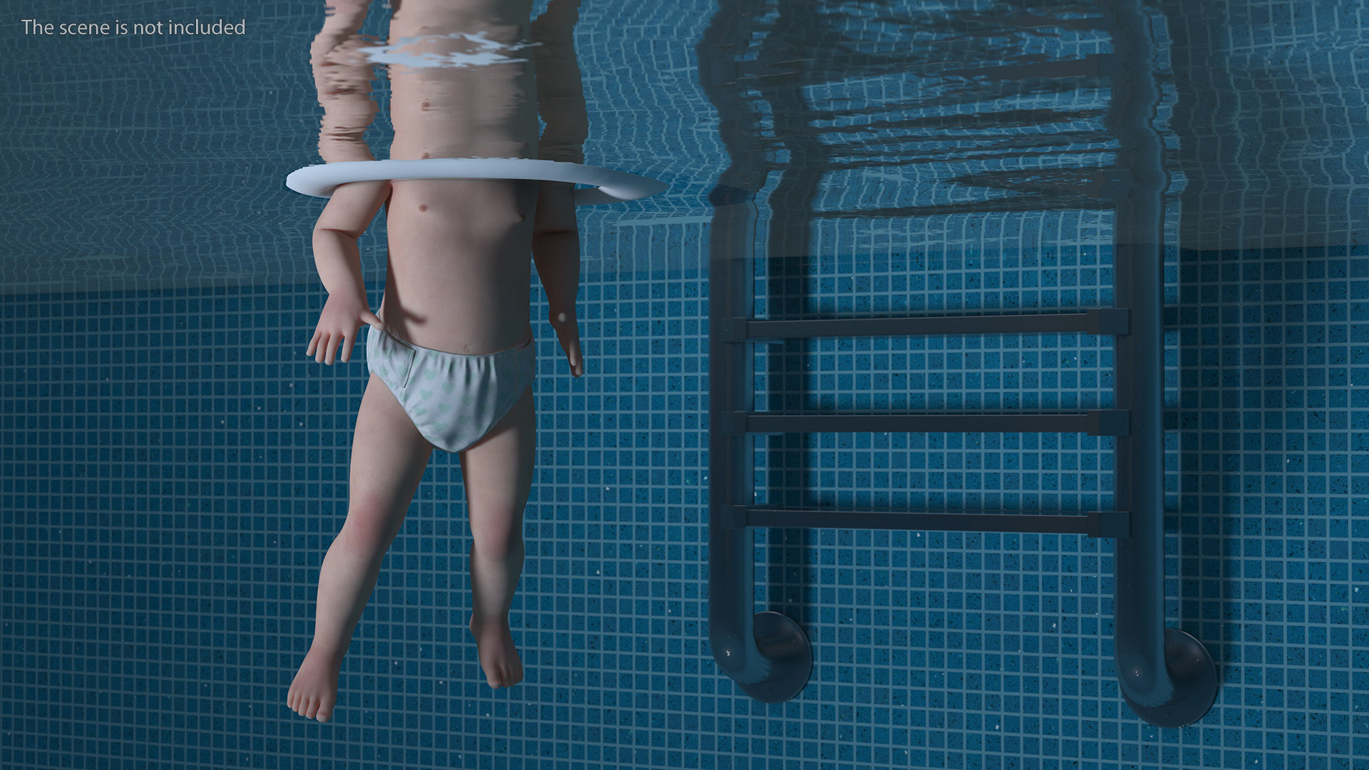 3D Baby Swimming with Neck Swim Ring model