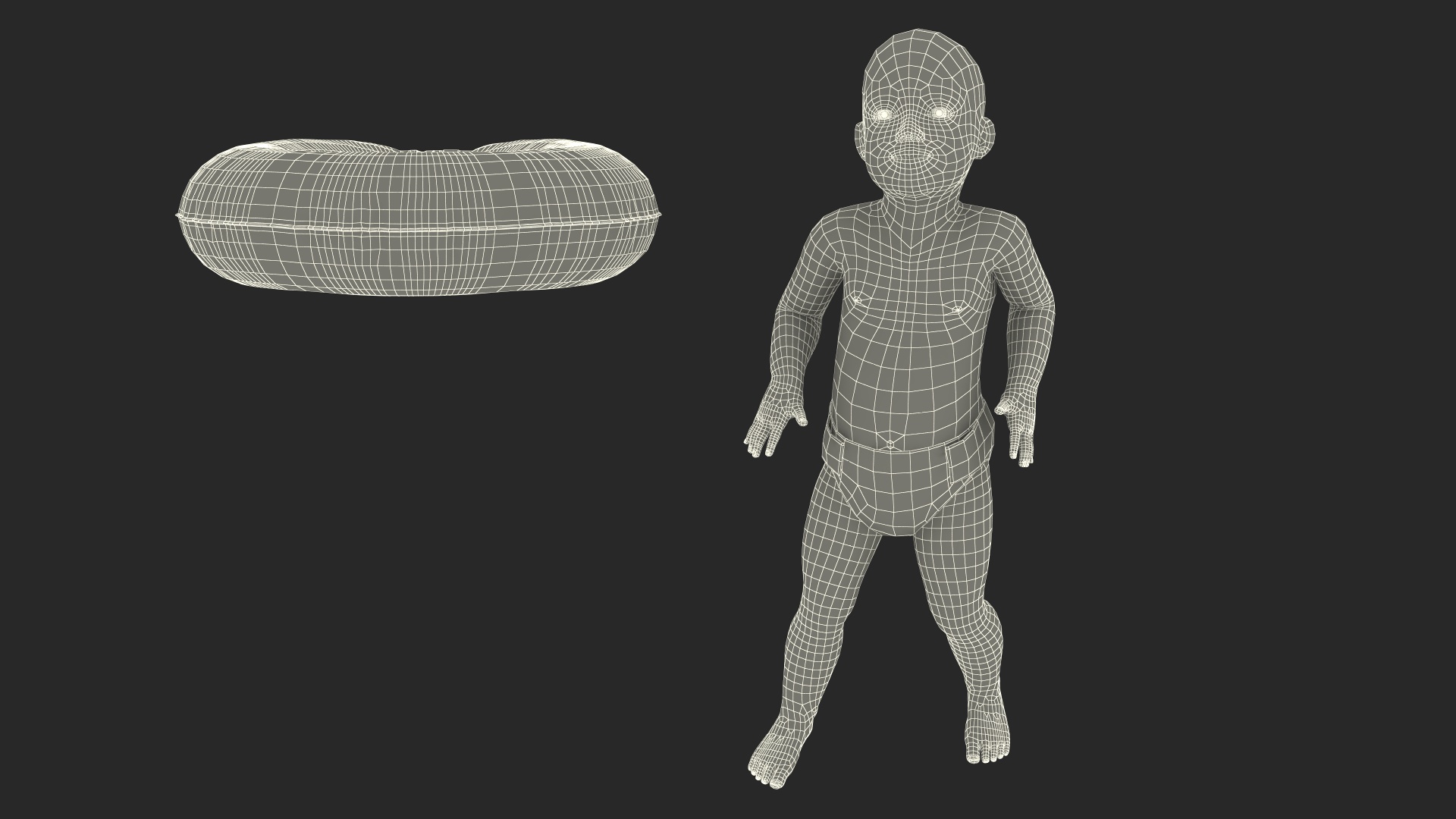 3D Baby Swimming with Neck Swim Ring model