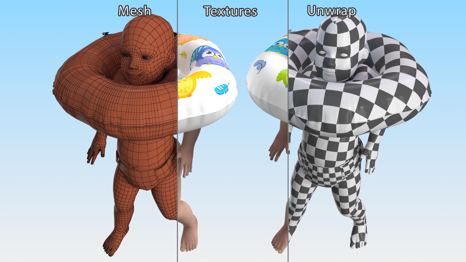 3D Baby Swimming with Neck Swim Ring model
