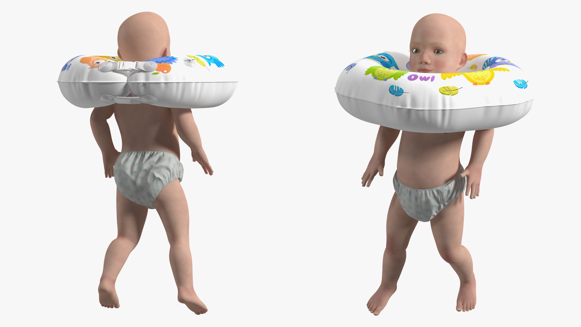 3D Baby Swimming with Neck Swim Ring model