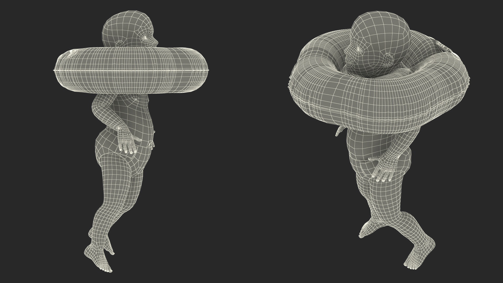 3D Baby Swimming with Neck Swim Ring model