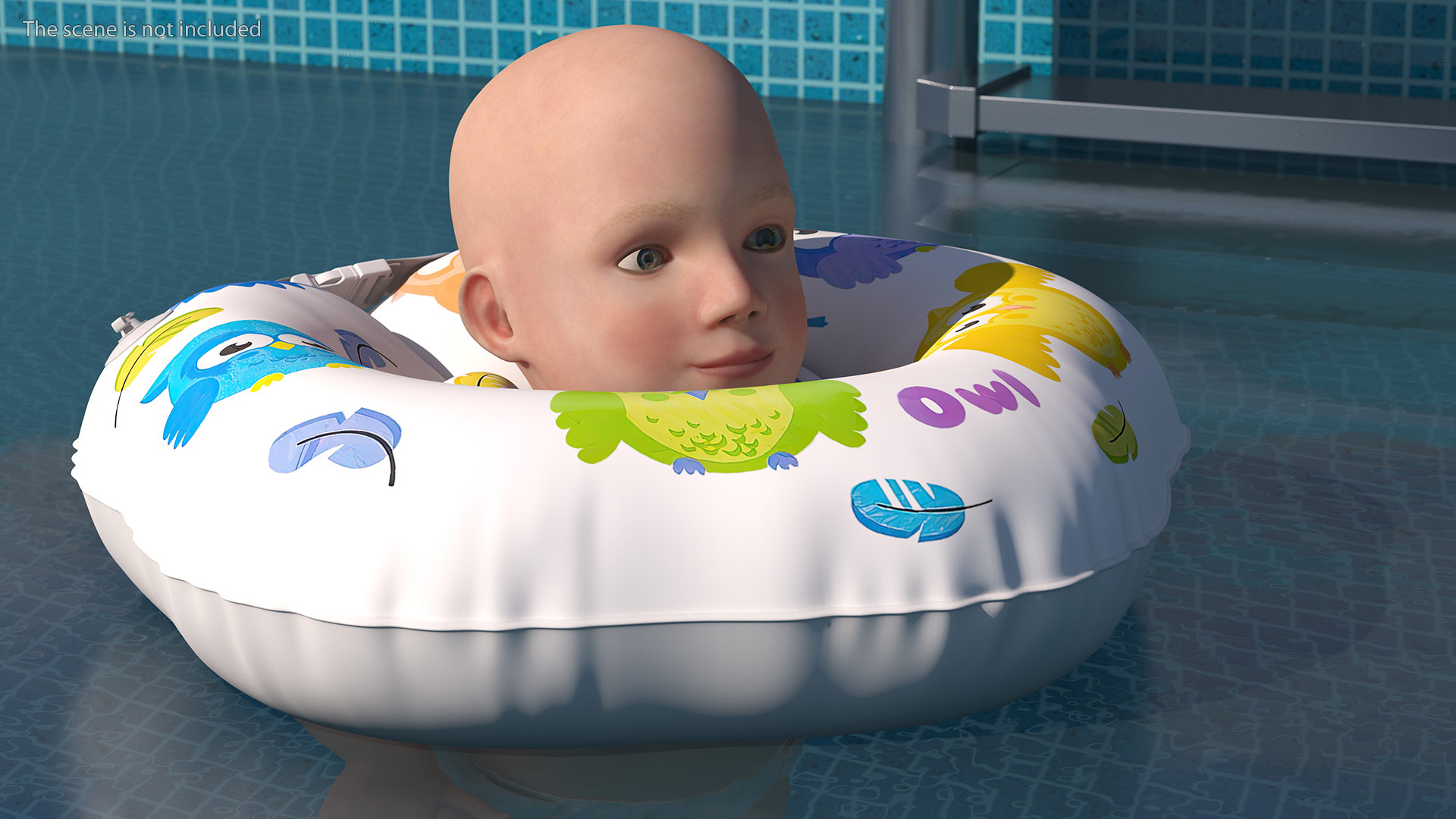 3D Baby Swimming with Neck Swim Ring model