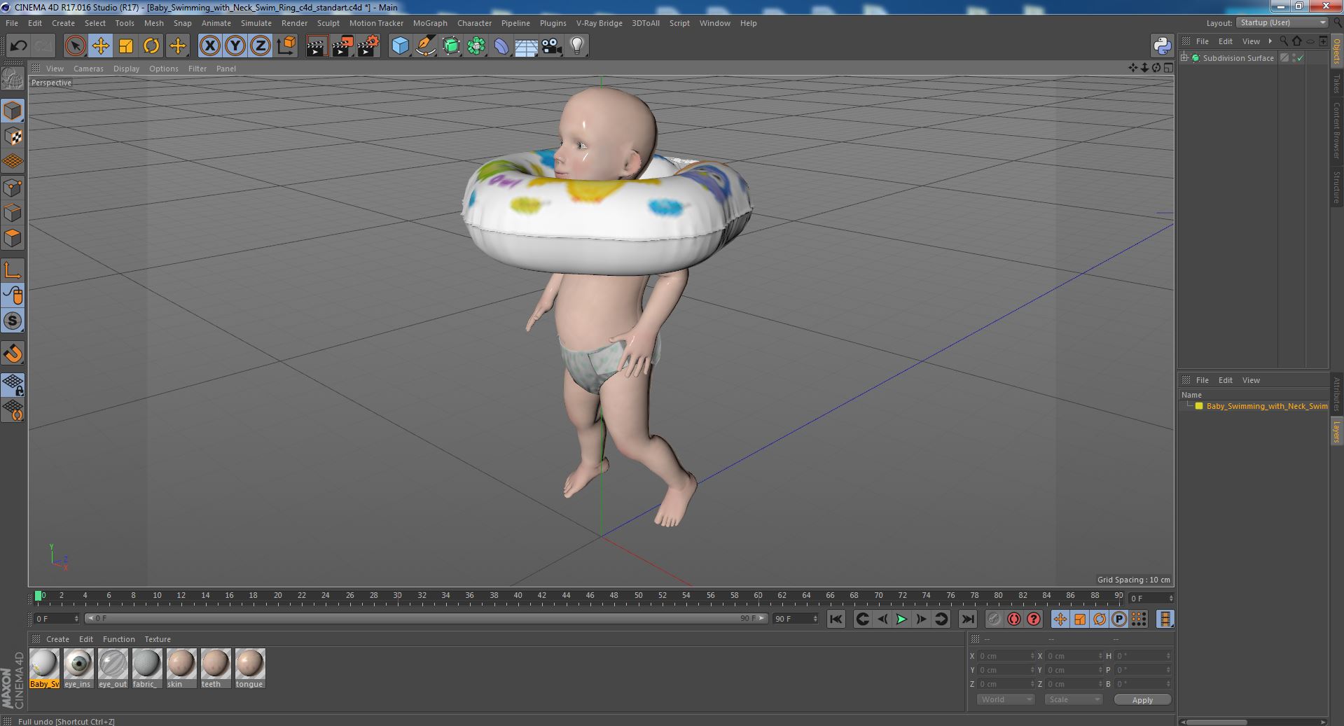 3D Baby Swimming with Neck Swim Ring model