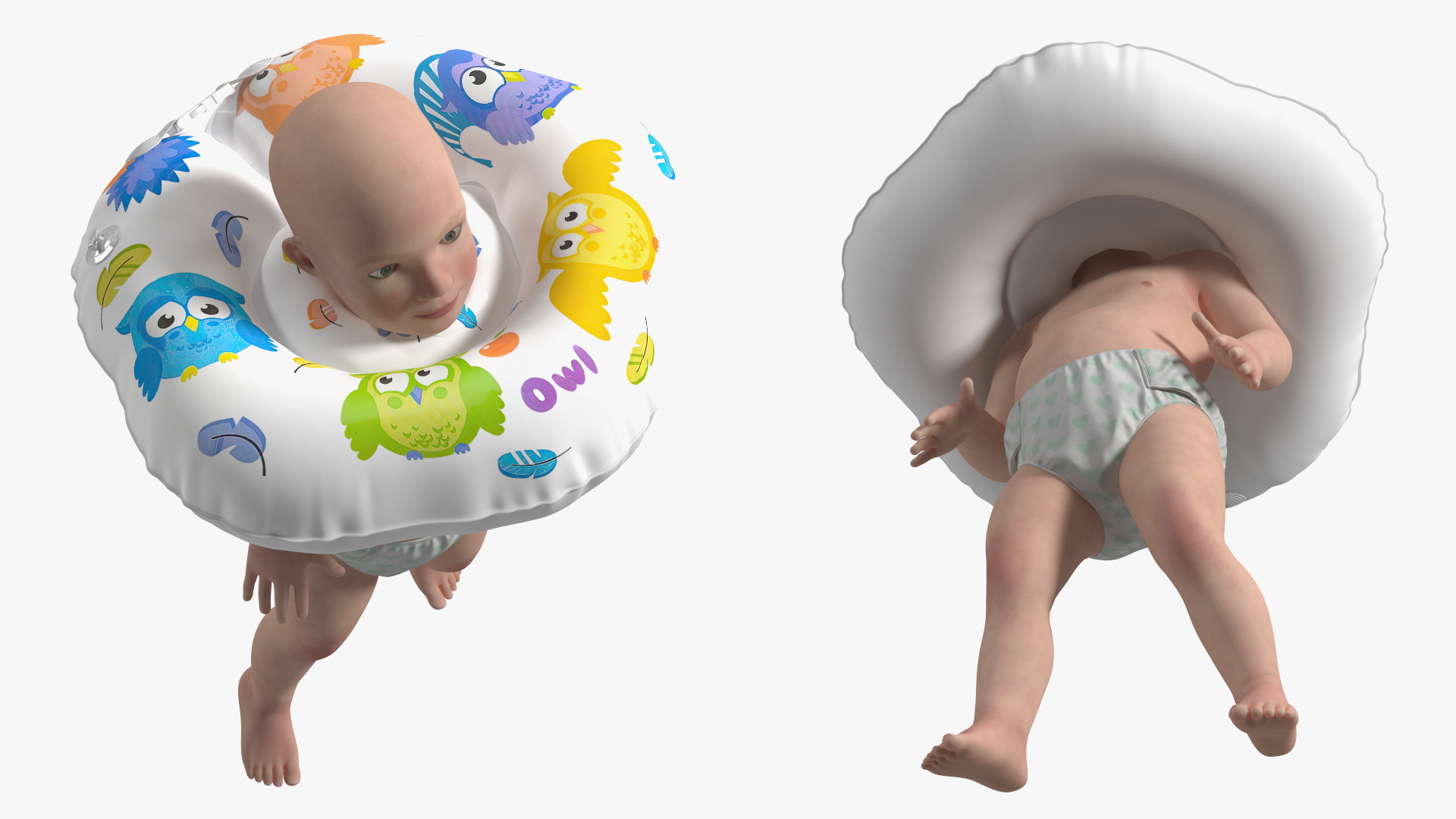3D Baby Swimming with Neck Swim Ring model