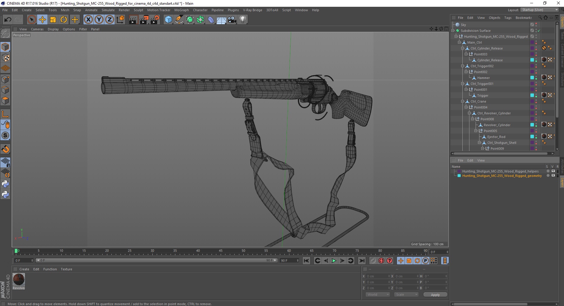 3D Hunting Shotgun MC-255 Wood Rigged for Cinema 4D model