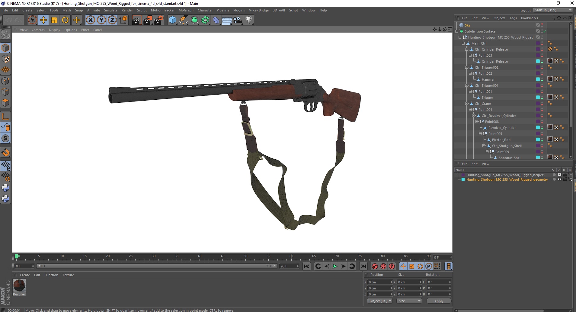 3D Hunting Shotgun MC-255 Wood Rigged for Cinema 4D model