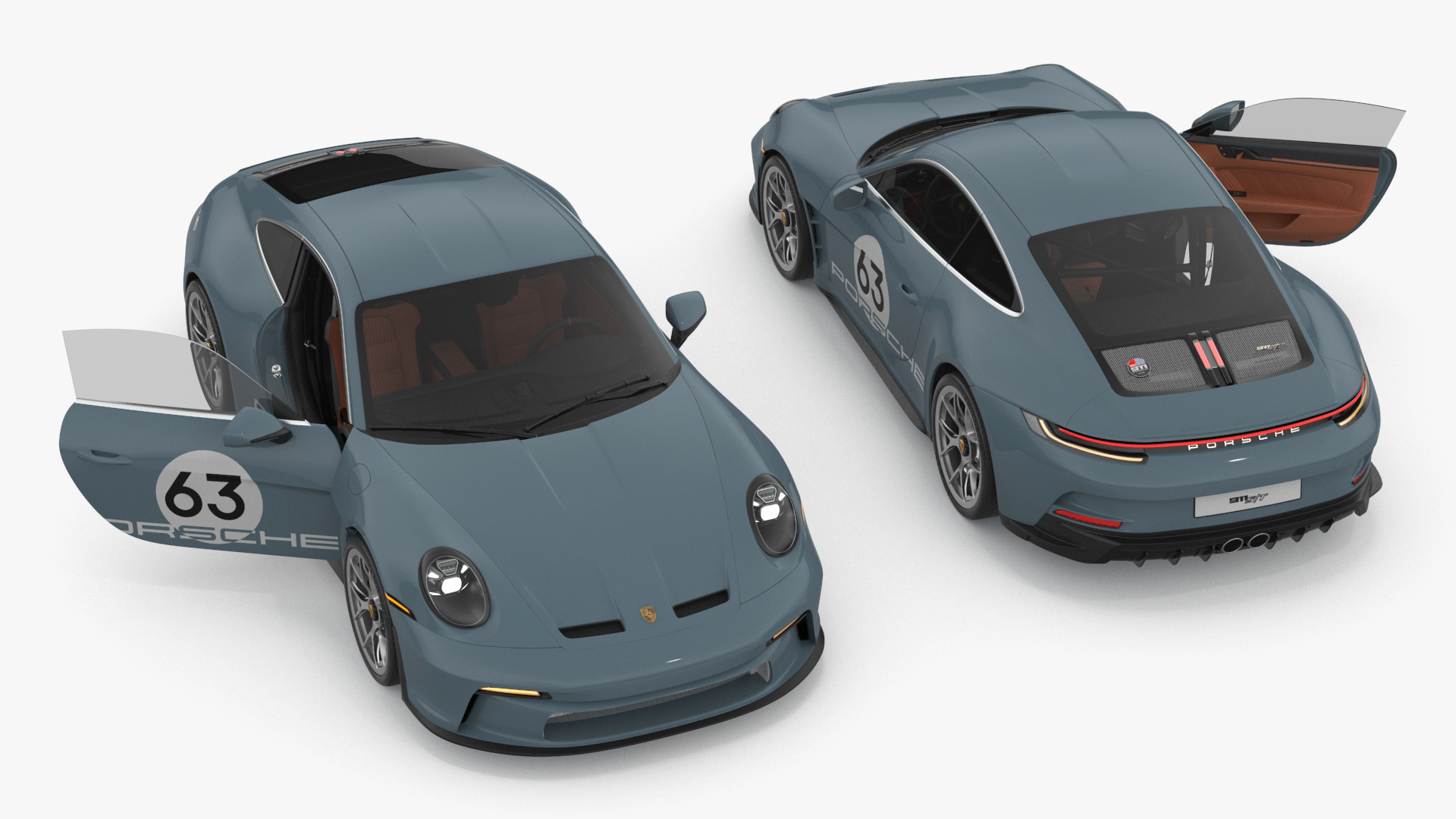 3D Sport Car Porsche 911 2024 Blue Rigged model