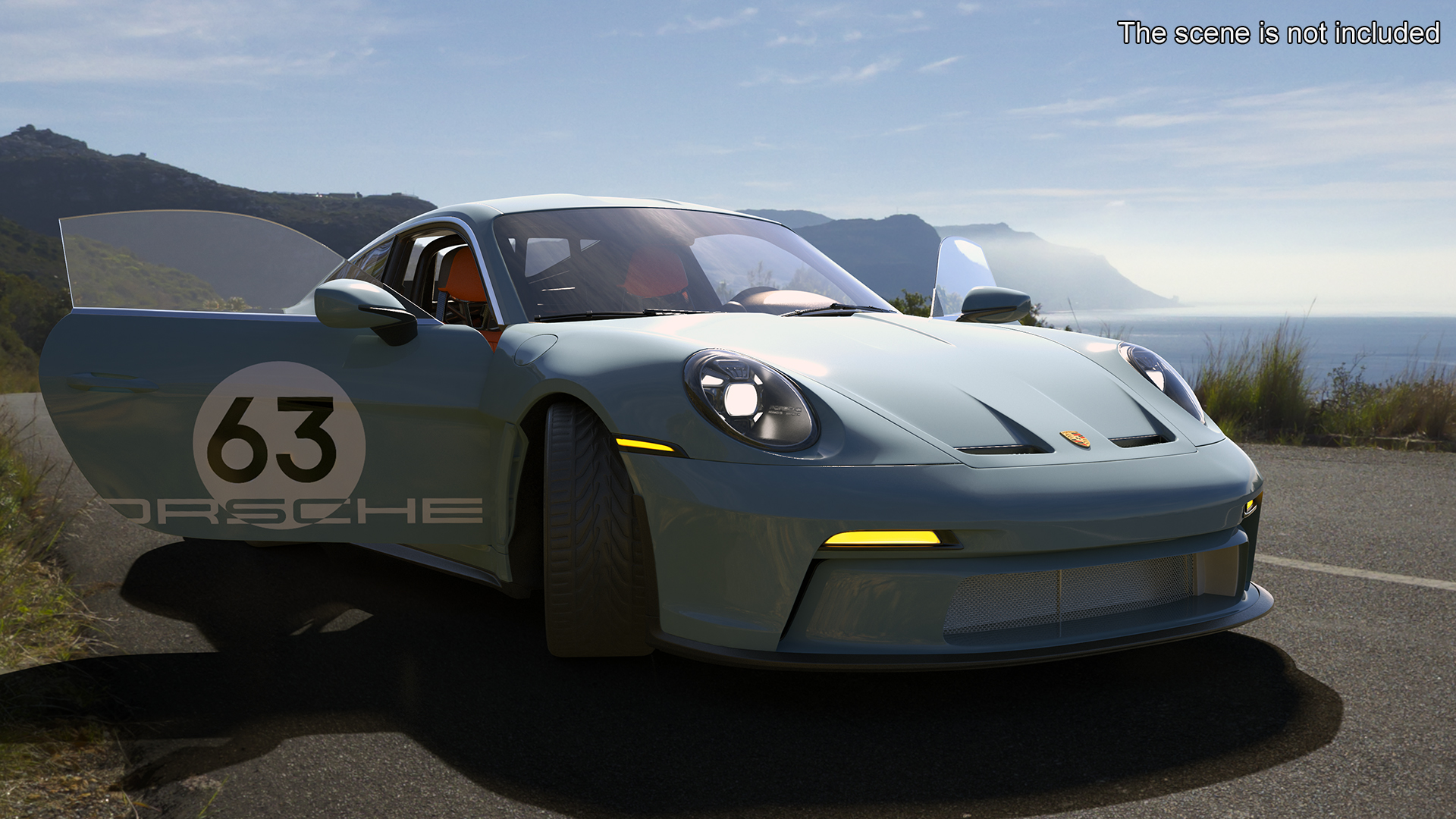 3D Sport Car Porsche 911 2024 Blue Rigged model