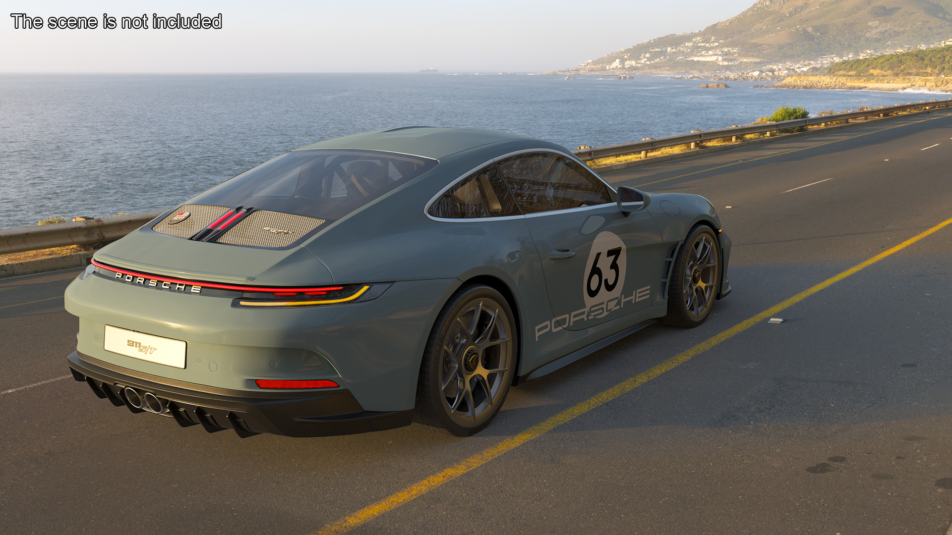 3D Sport Car Porsche 911 2024 Blue Rigged model