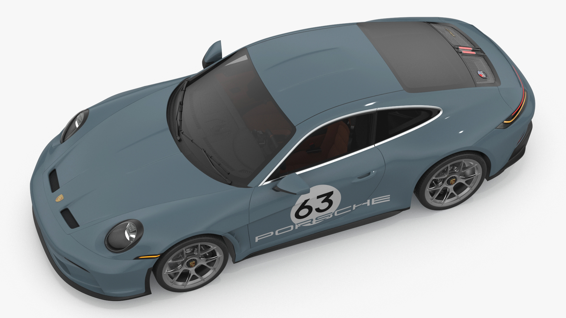 3D Sport Car Porsche 911 2024 Blue Rigged model