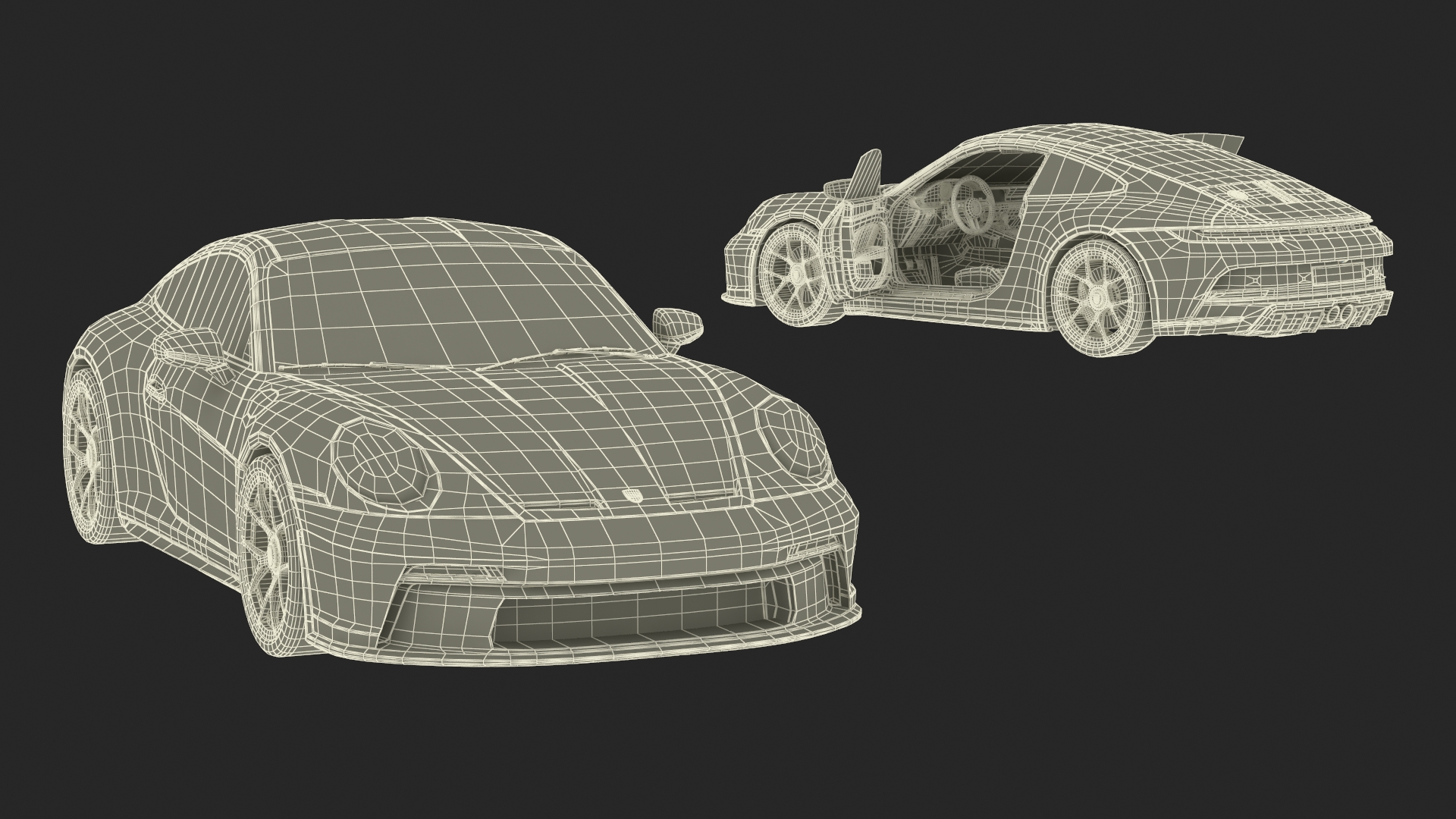 3D Sport Car Porsche 911 2024 Blue Rigged model