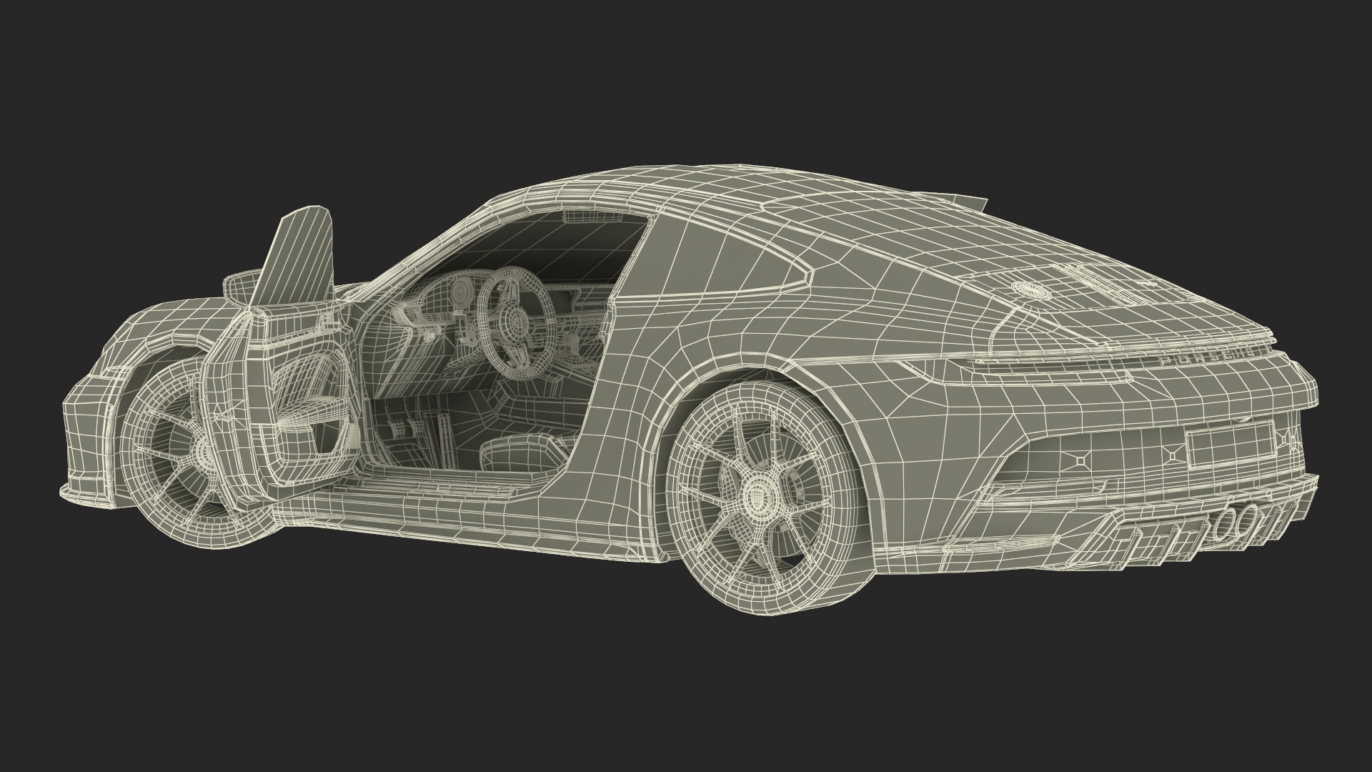 3D Sport Car Porsche 911 2024 Blue Rigged model