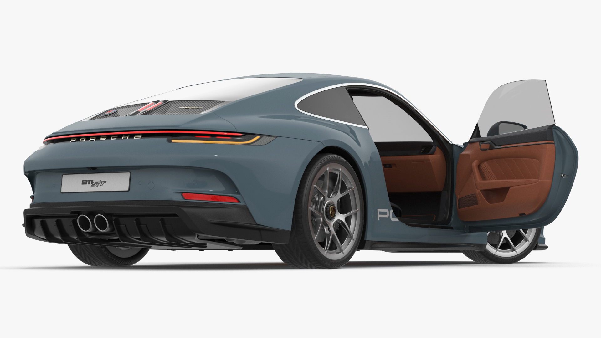 3D Sport Car Porsche 911 2024 Blue Rigged model